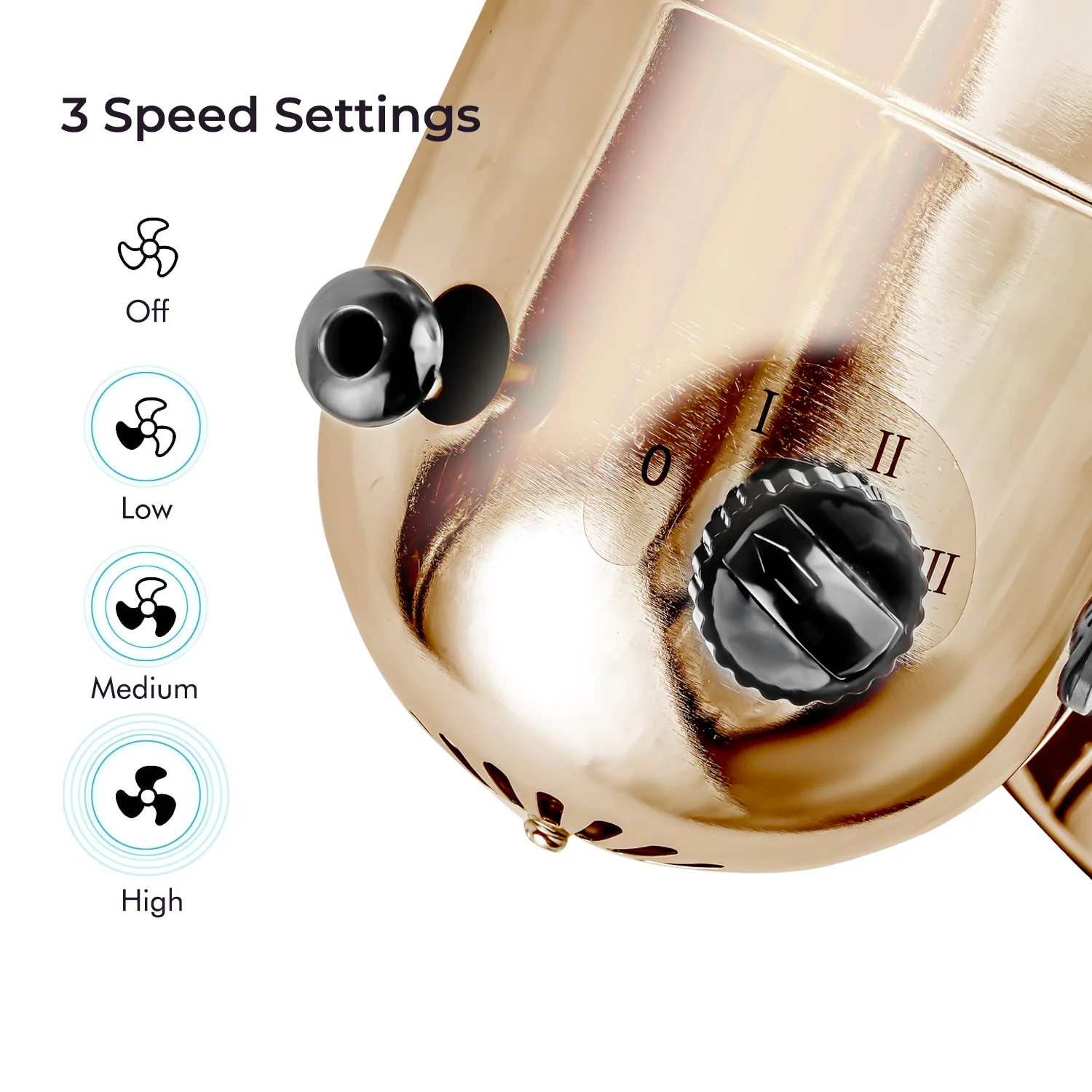 12" Copper Metal Oscillating Desk Fan 35W - Image 5