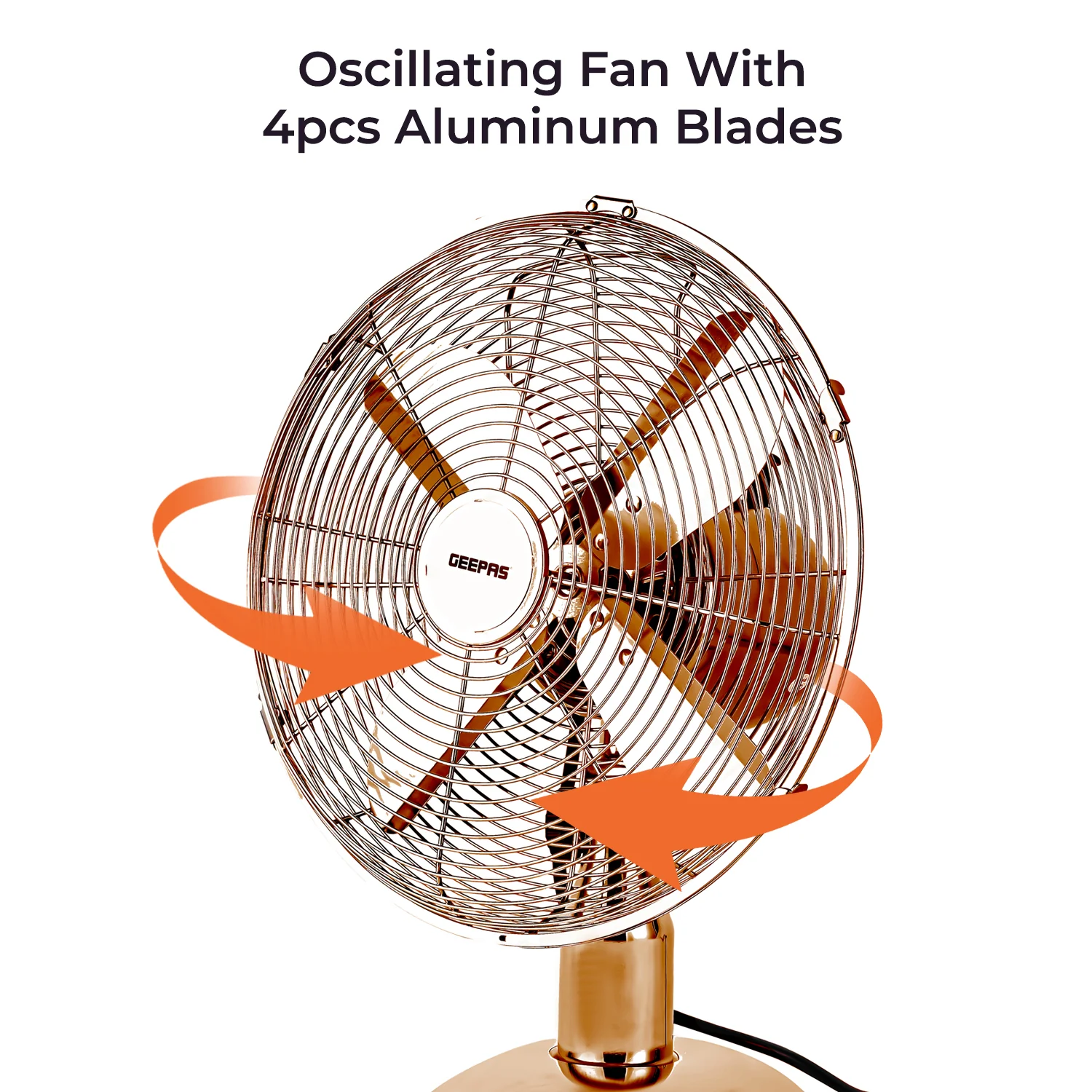 12" Copper Metal Oscillating Desk Fan 35W - Image 6