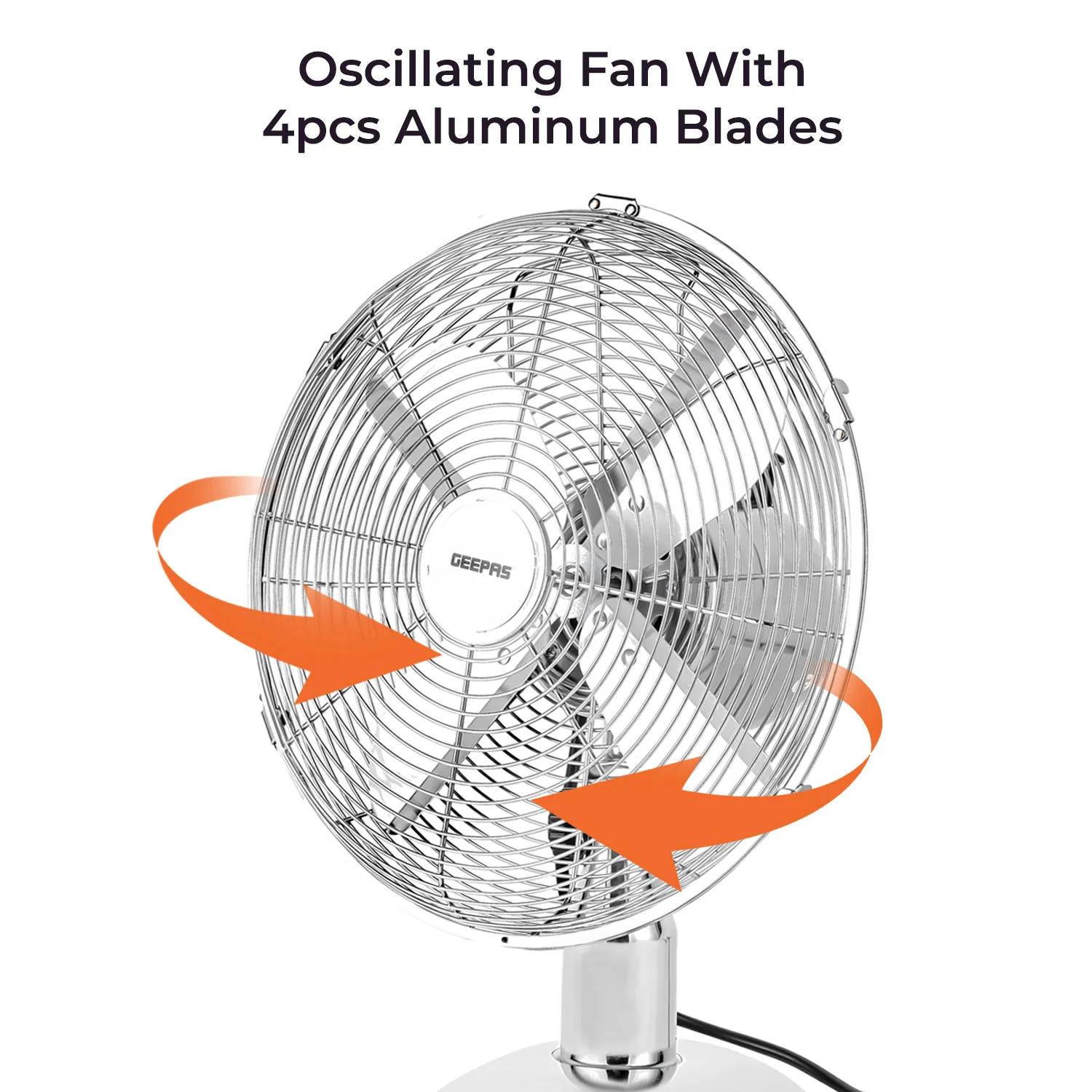 12" Portable Electric Chrome Metal Desk Fan 35W - Image 4