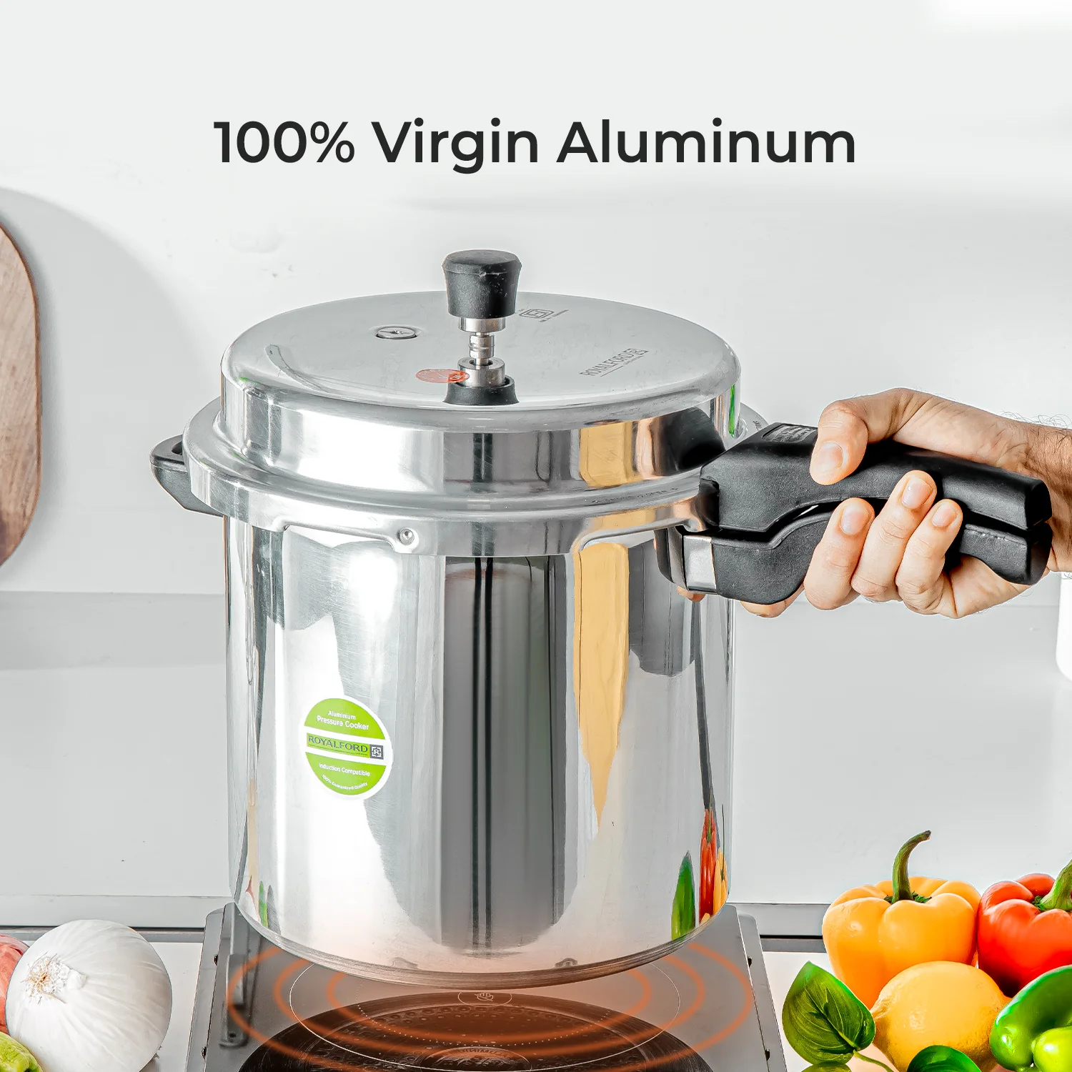 12L Lightweight Aluminium Stovetop Pressure Cooker - Image 6