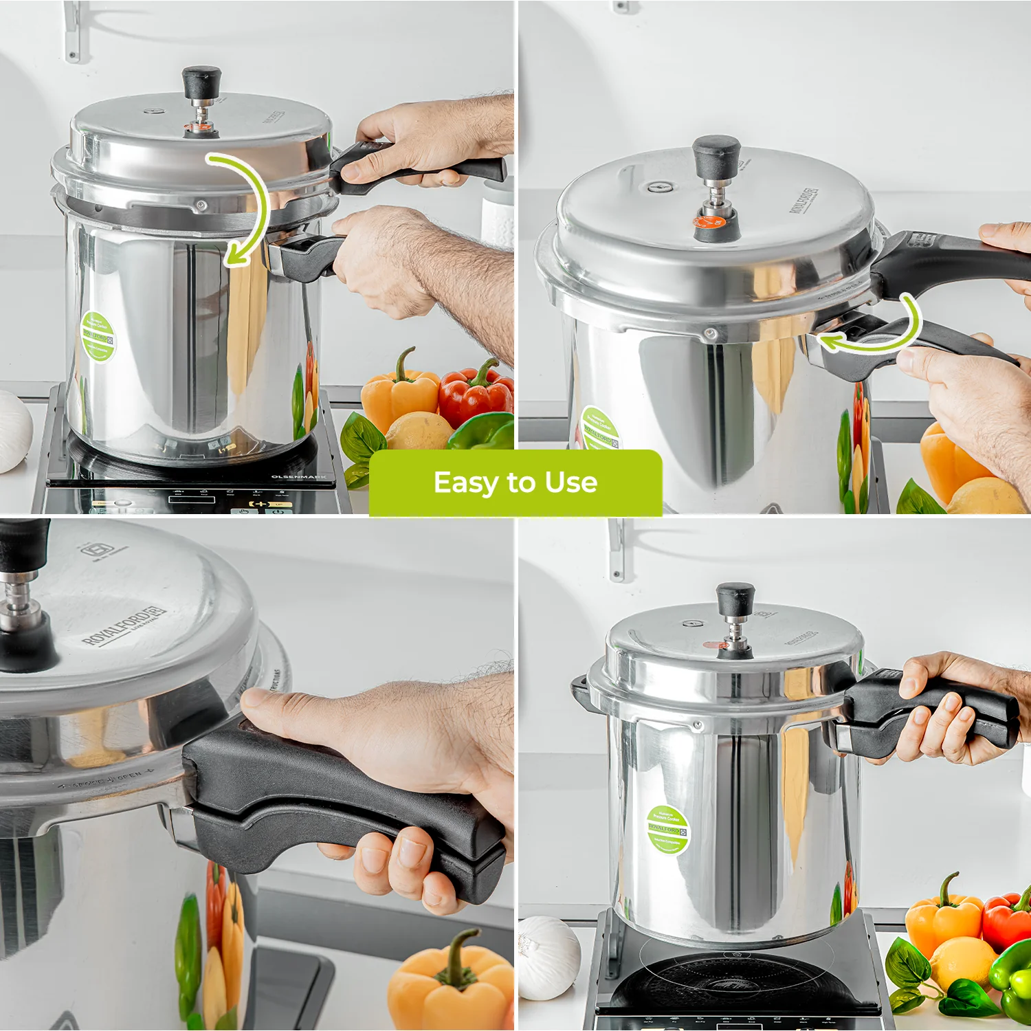 12L Lightweight Aluminium Stovetop Pressure Cooker - Image 7