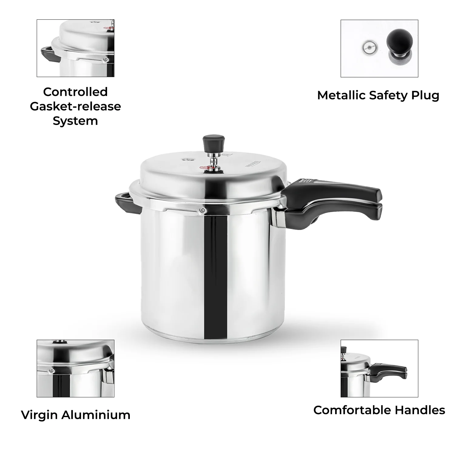 12L Lightweight Aluminium Stovetop Pressure Cooker - Image 8