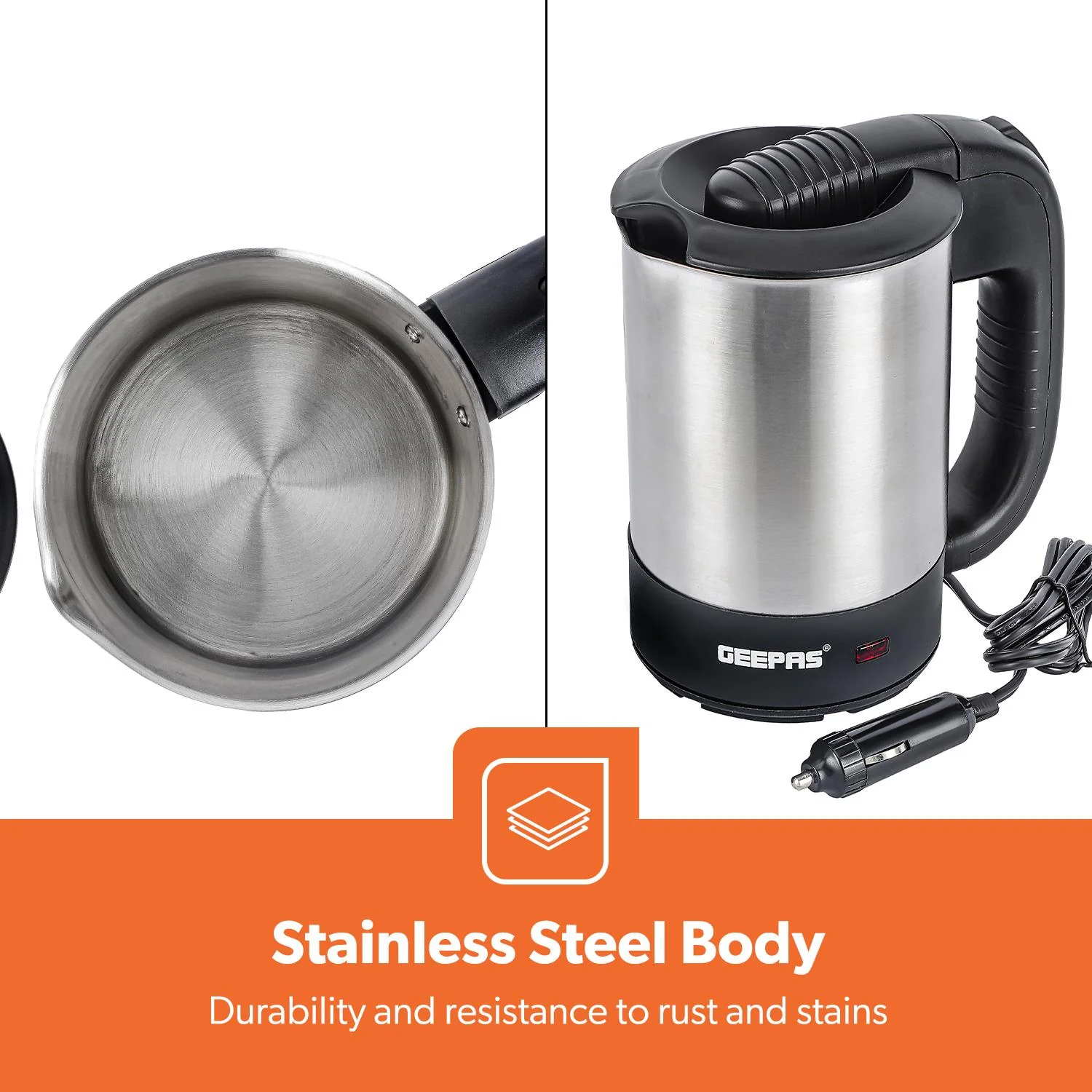 12V Stainless Steel Portable Car and Truck Kettle 500ml - Image 6