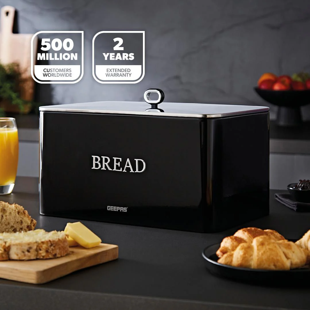 13L Steel Kitchen Bread Bin Canister Countertop Storage Retrovive - Image 2