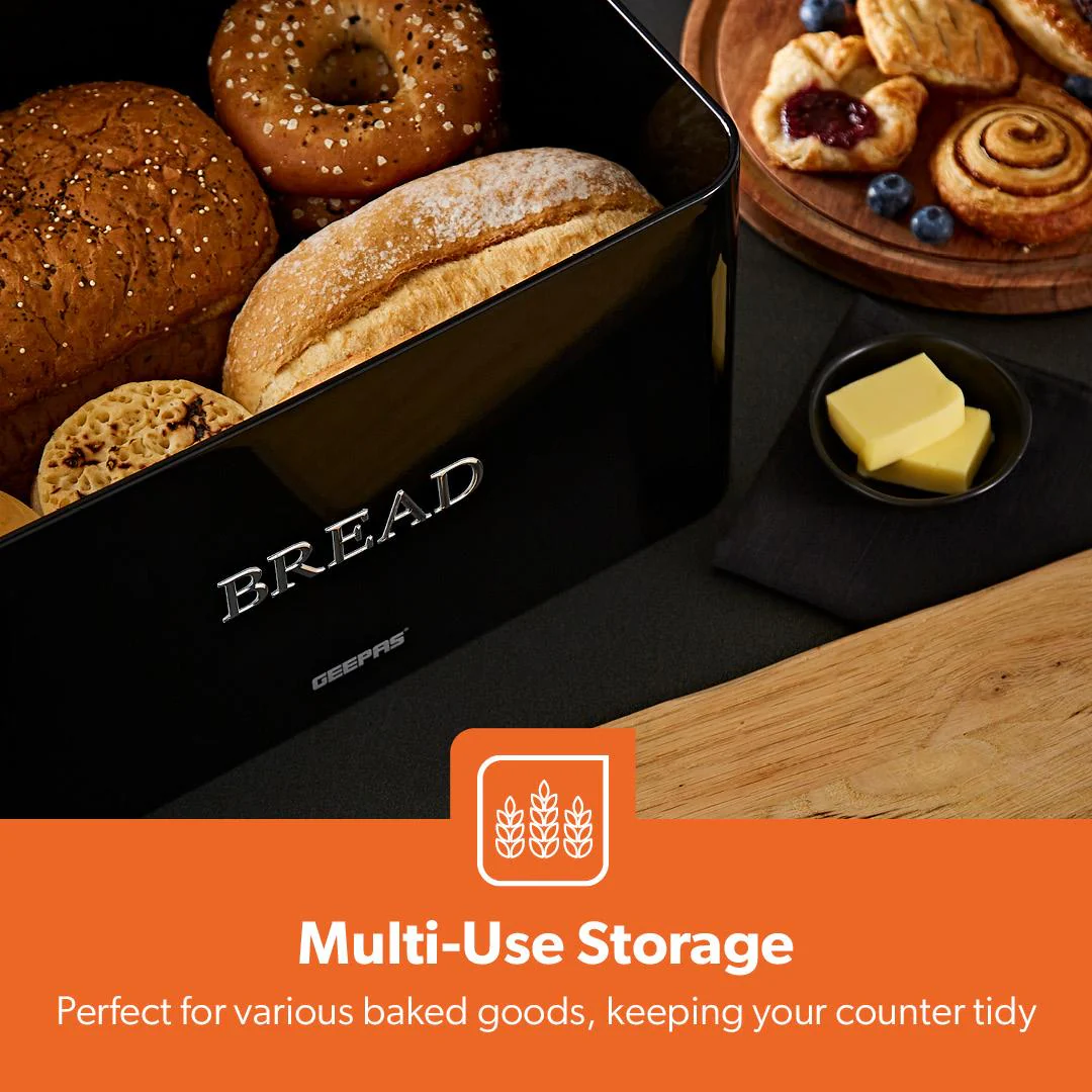 13L Steel Kitchen Bread Bin Canister Countertop Storage Retrovive - Image 4
