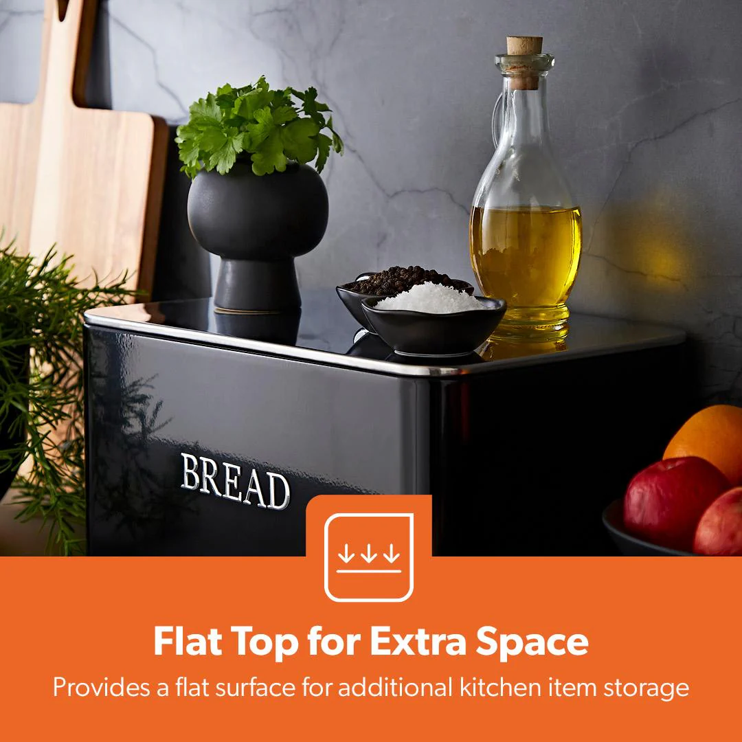13L Steel Kitchen Bread Bin Canister Countertop Storage Retrovive - Image 6