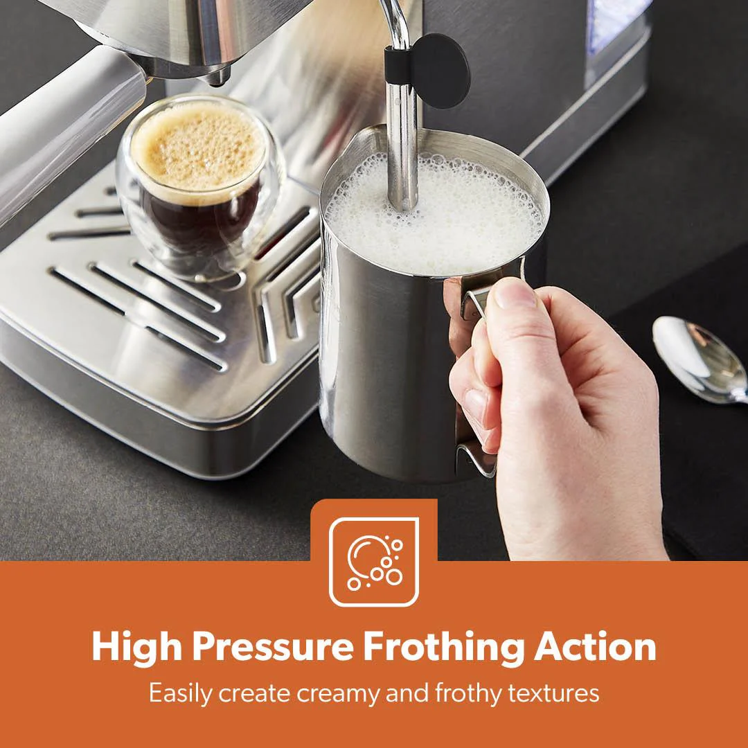 1450W Silver Slim Espresso Coffee Machine & Coffee Grinder Set - Image 5