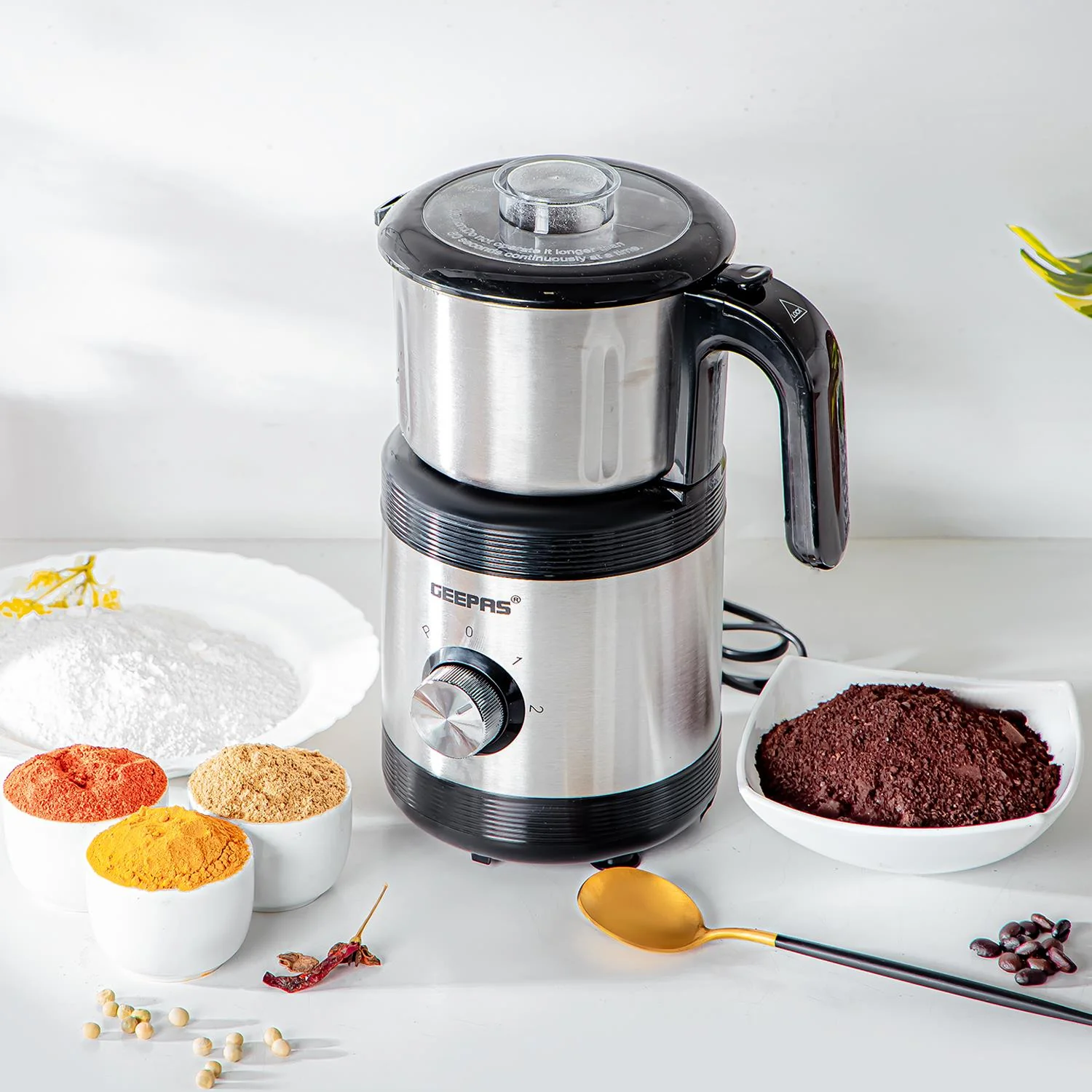 1450W Silver Slim Espresso Coffee Machine & Coffee Grinder Set - Image 6