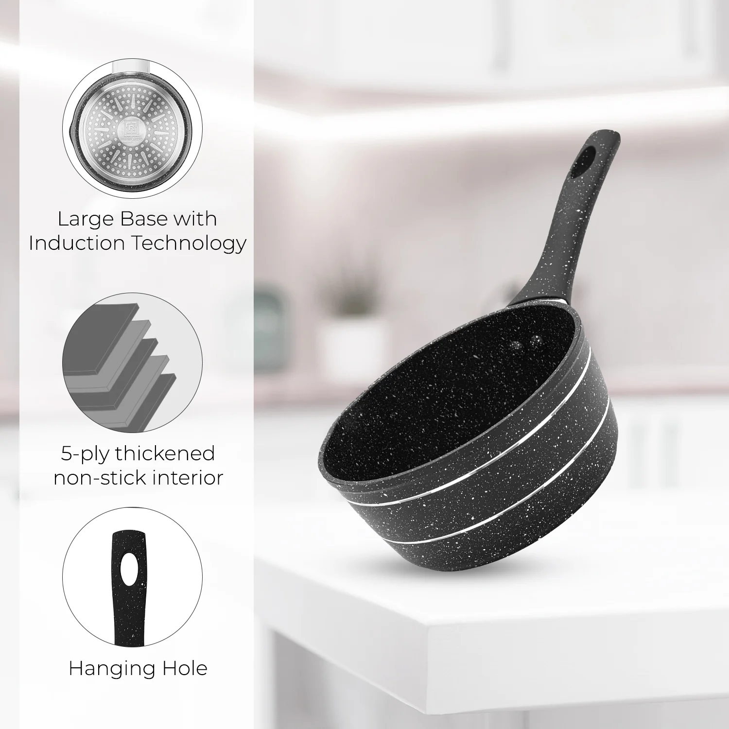 14cm Lightweight 5-Ply Non-Stick Saucepan - Image 2