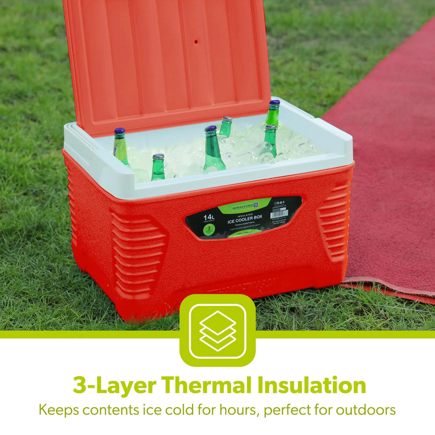 14L Red Picnic Insulated Food Ice Cooler - Image 5
