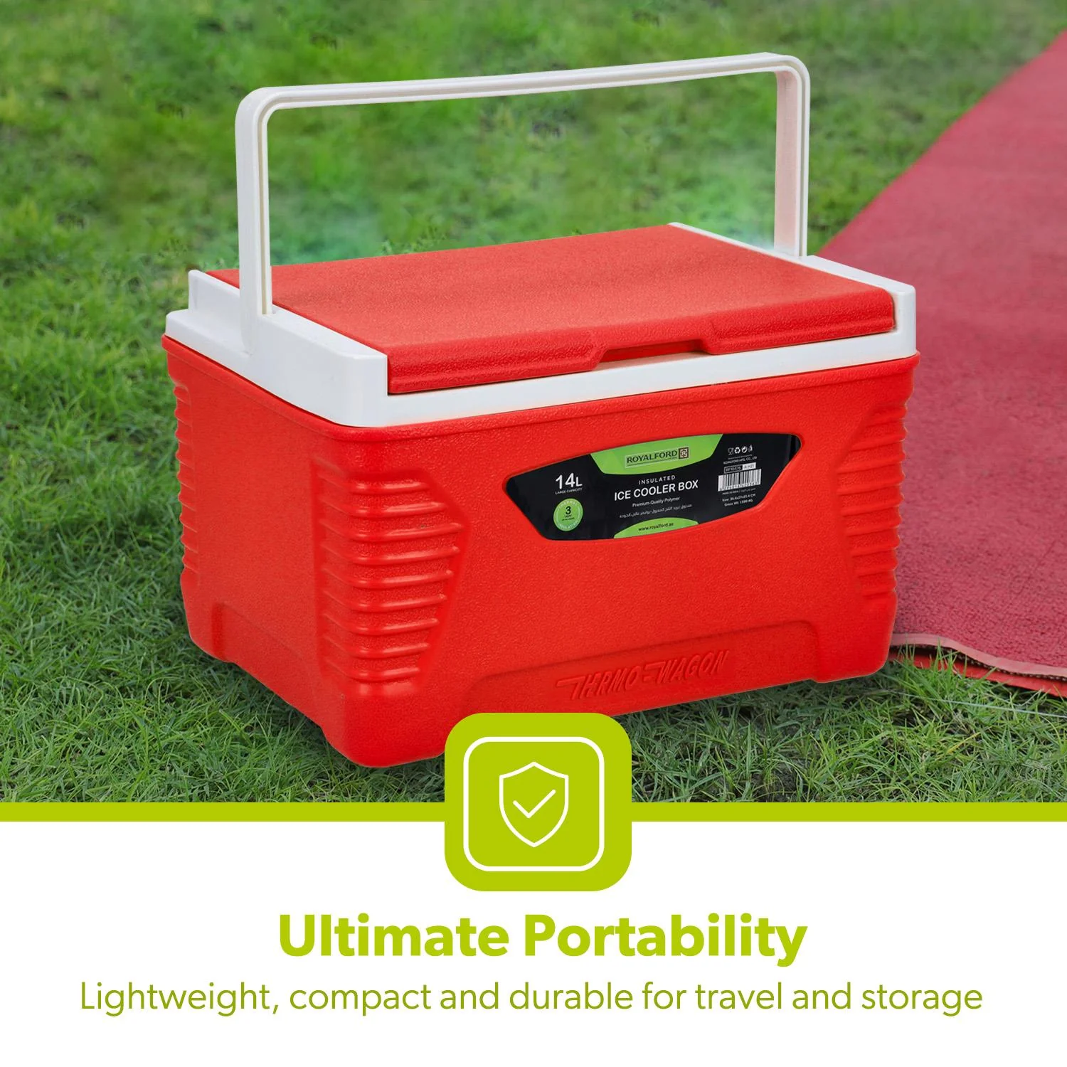 14L Red Picnic Insulated Food Ice Cooler - Image 6