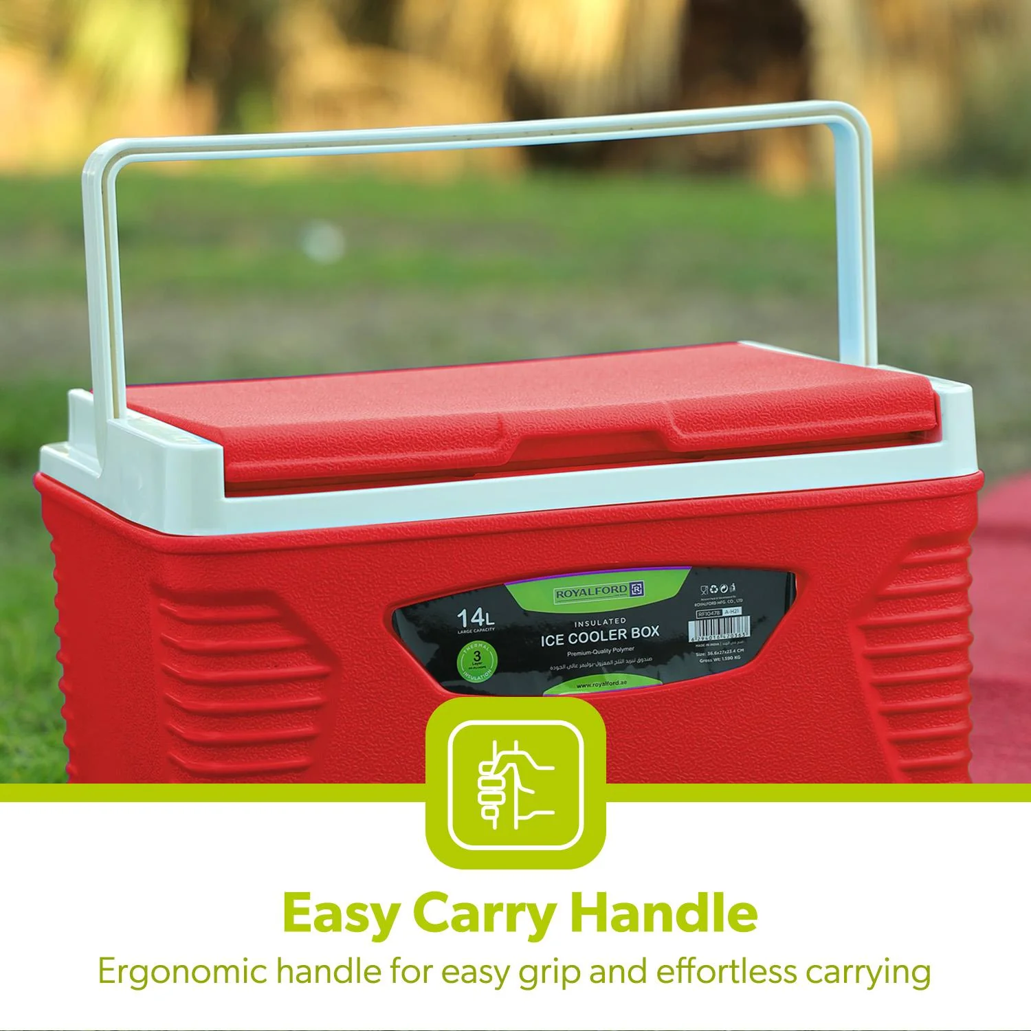 14L Red Picnic Insulated Food Ice Cooler - Image 7
