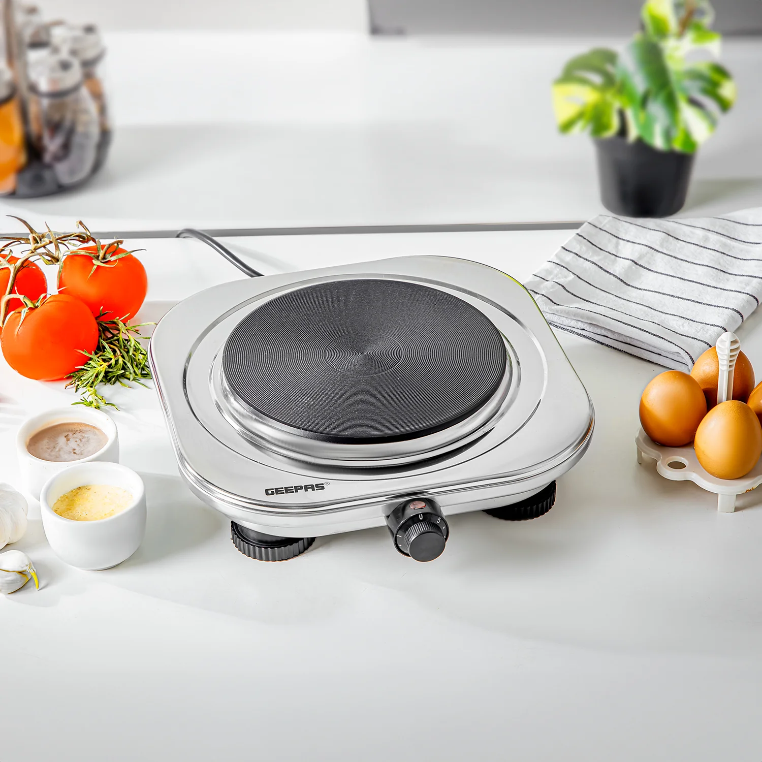 1500W Stainless Steel Single Electric Hot Plate Cooker - Image 2