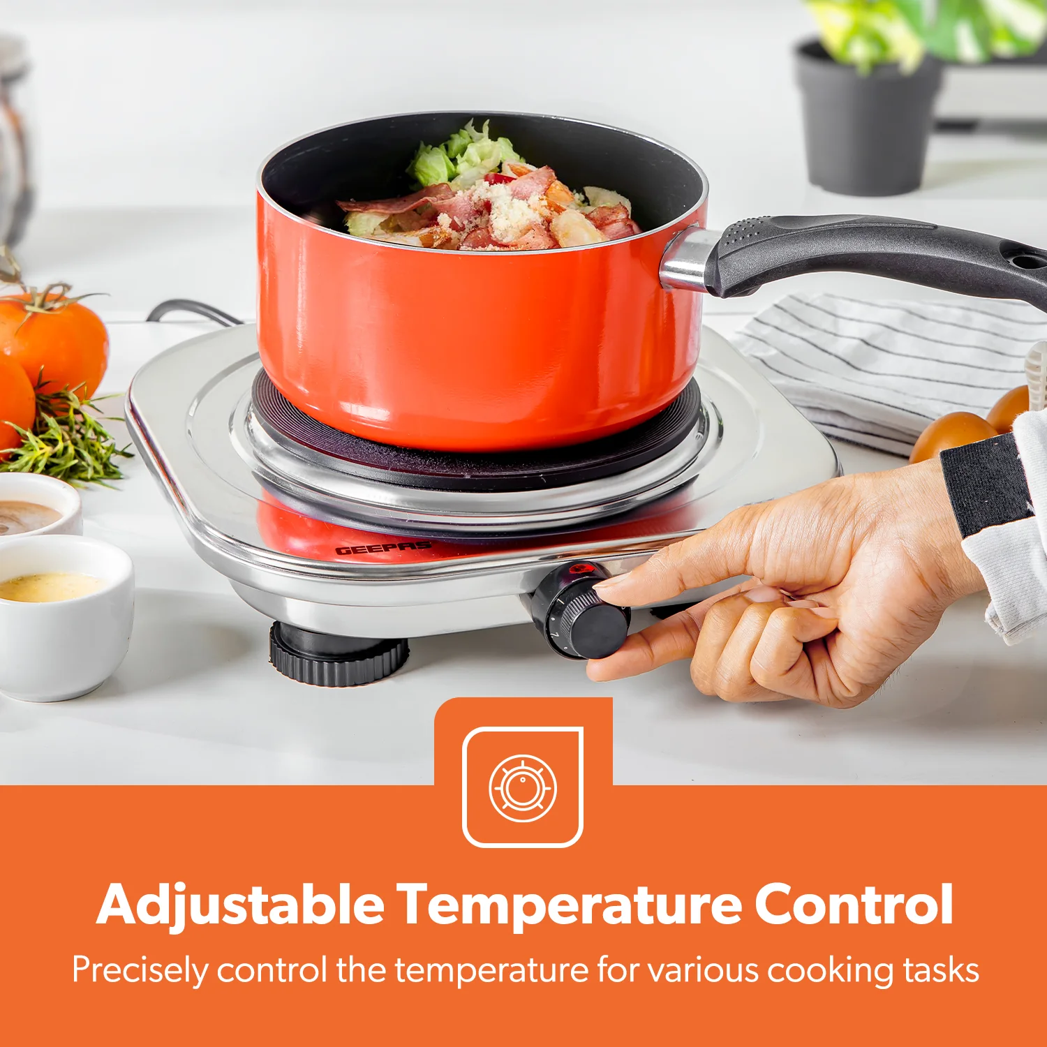 1500W Stainless Steel Single Electric Hot Plate Cooker - Image 3