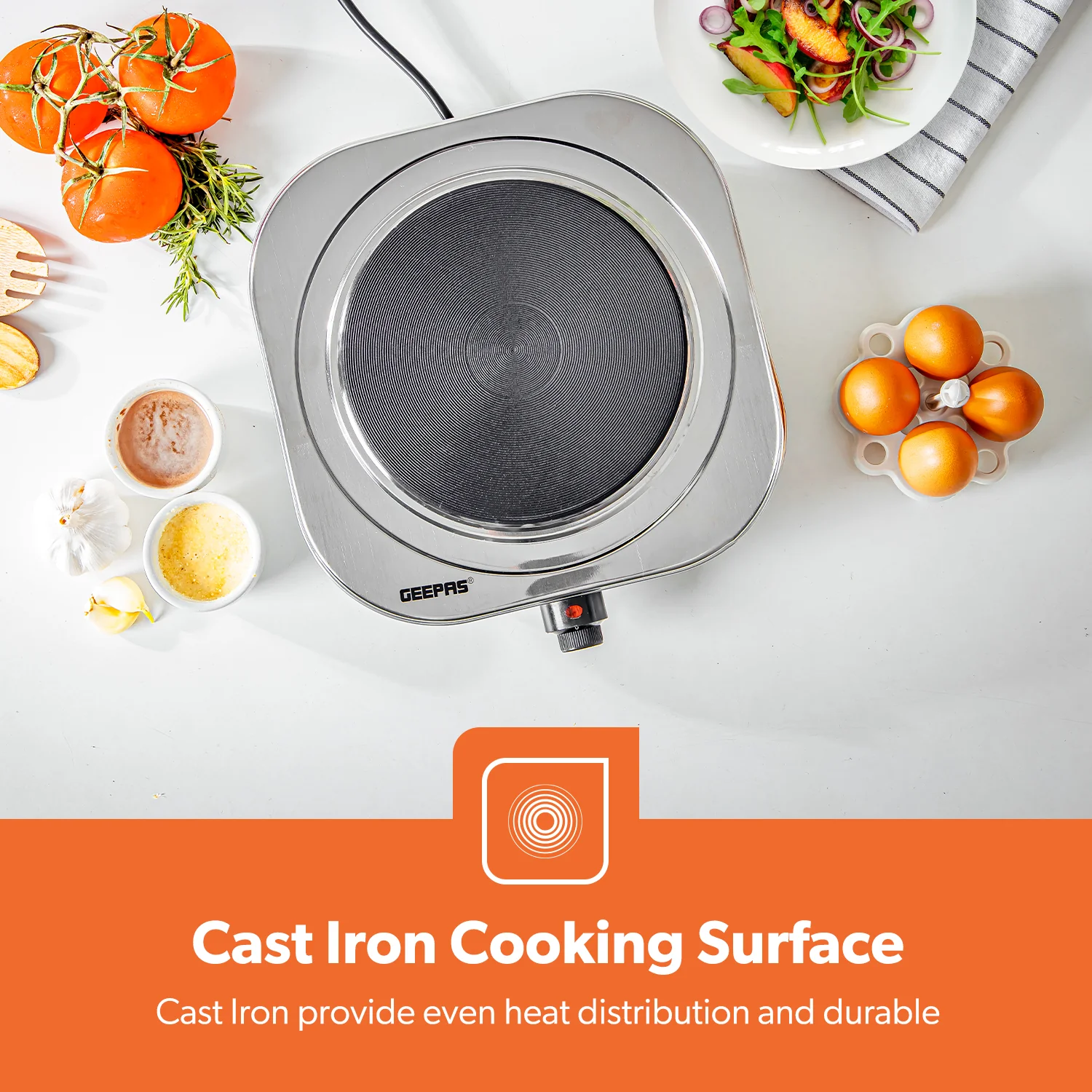 1500W Stainless Steel Single Electric Hot Plate Cooker - Image 5