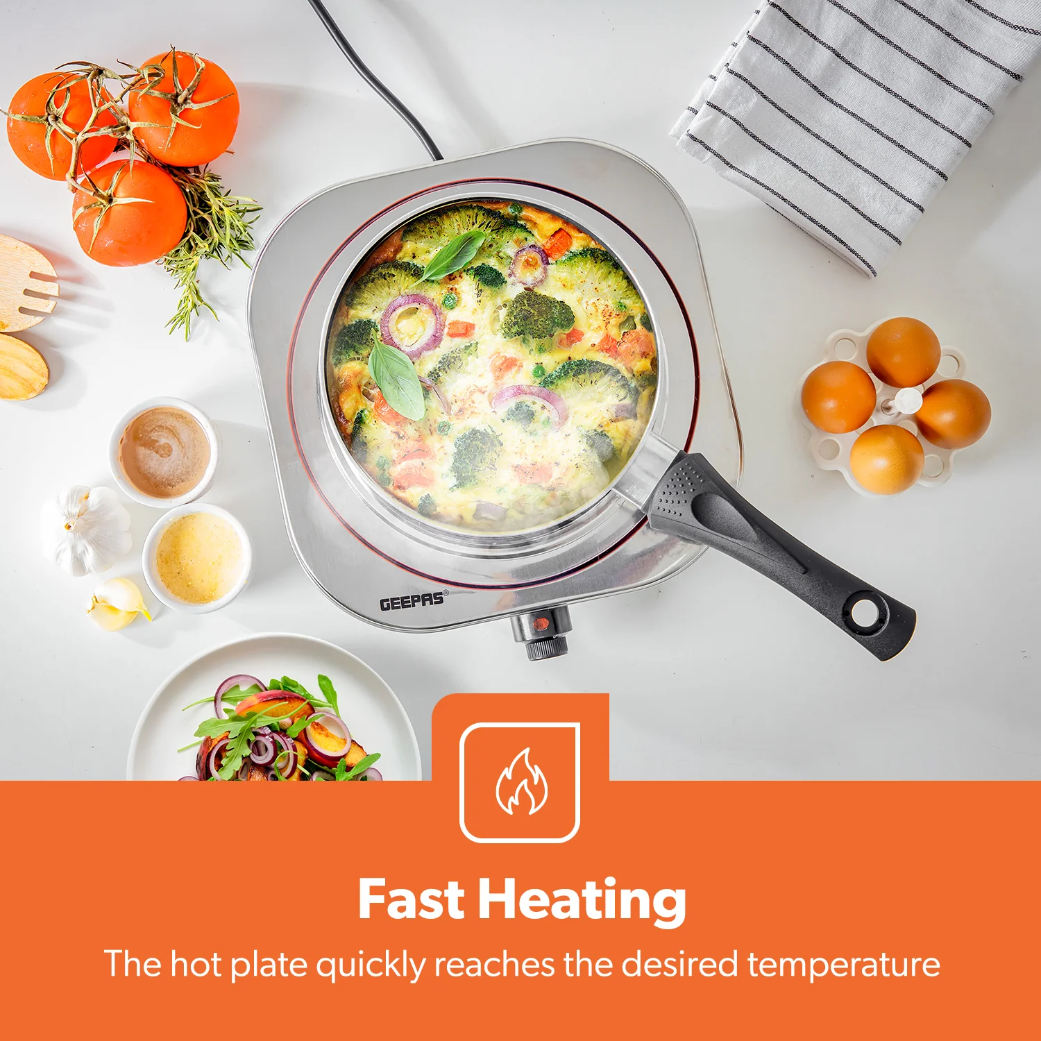 1500W Stainless Steel Single Electric Hot Plate Cooker - Image 7