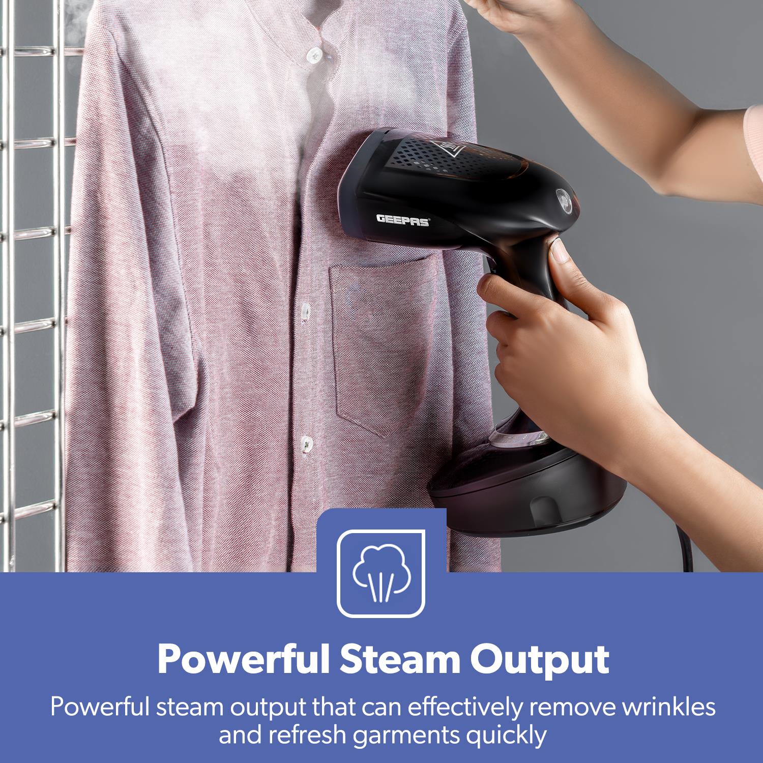 1500W Vertical Black Handheld Garment Steamer 400ml - Image 4