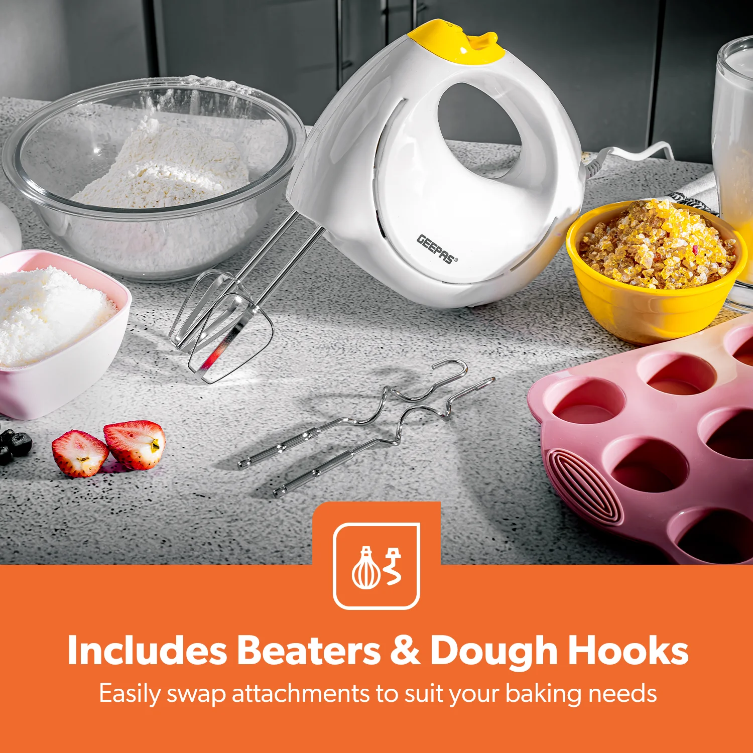 7-Speed White Turbo Hand Mixer With Whisk Attachment - Image 5