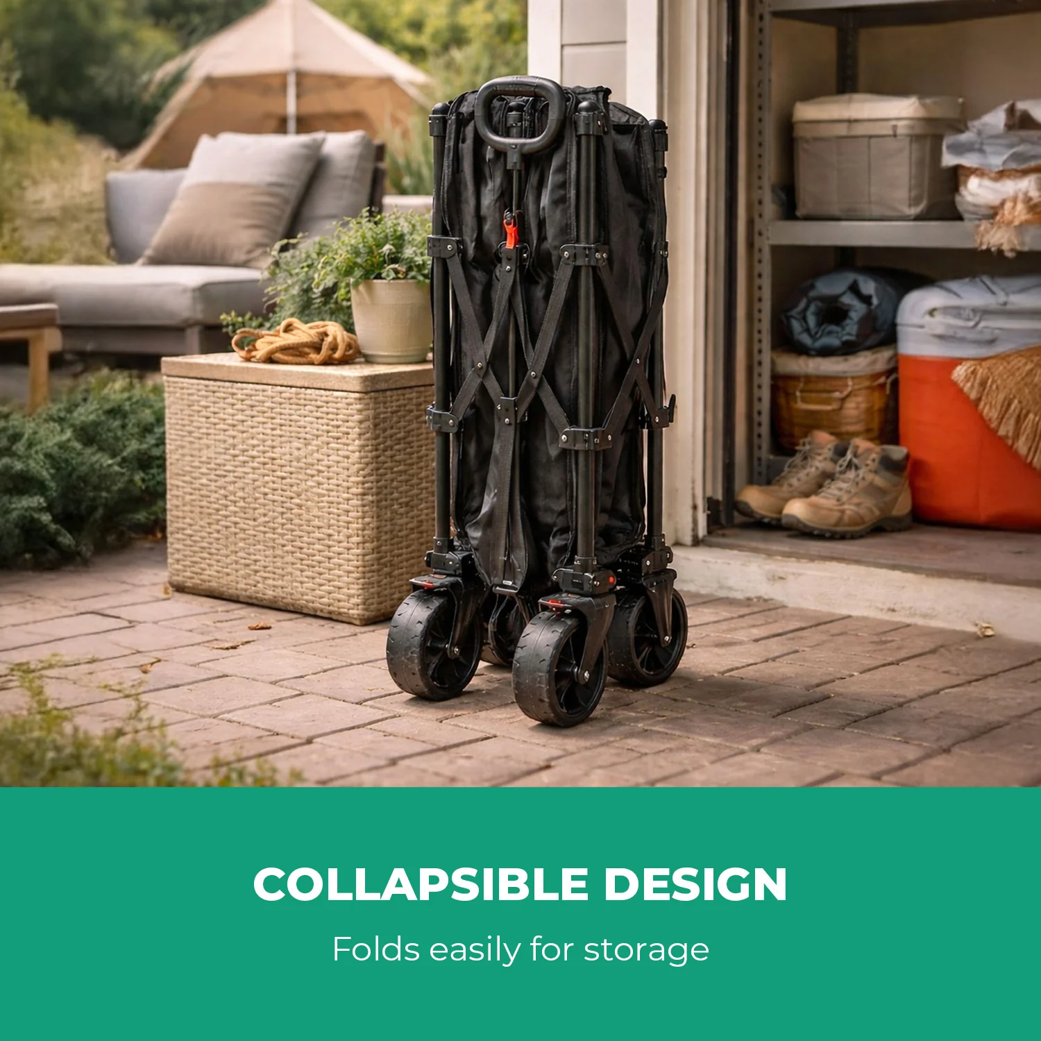 155L Heavy Duty Camping Wagon Cart Foldable Trolley - Image 7