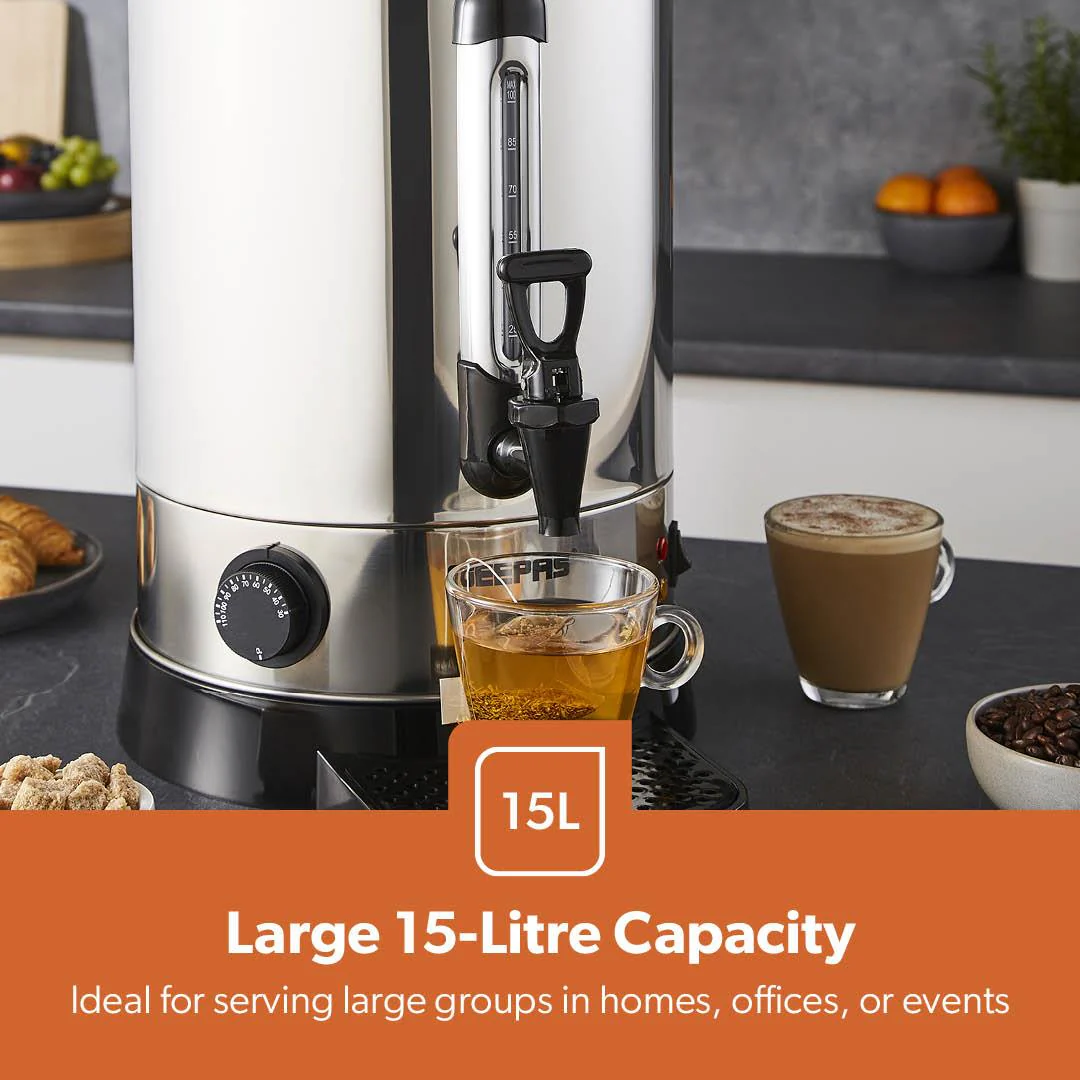 15L Stainless Steel Hot Water Boiler and Catering Urn (1650W) - Image 5