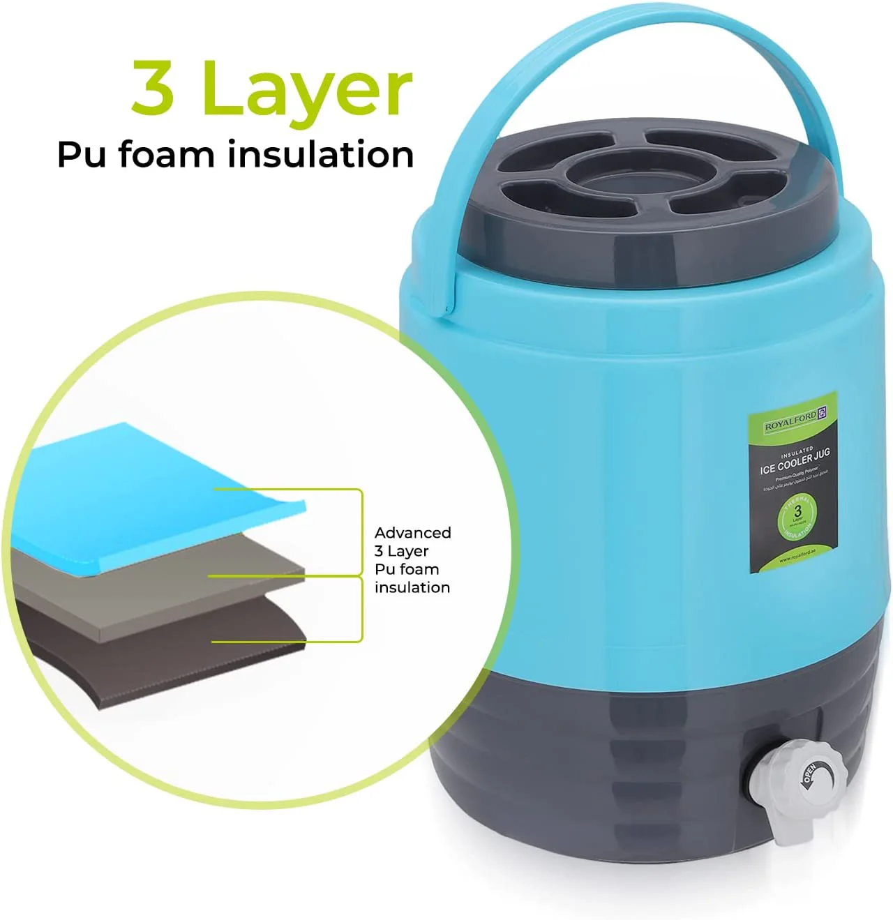 15L Reusable Insulated Portable Water Jug and Cooler - Image 3