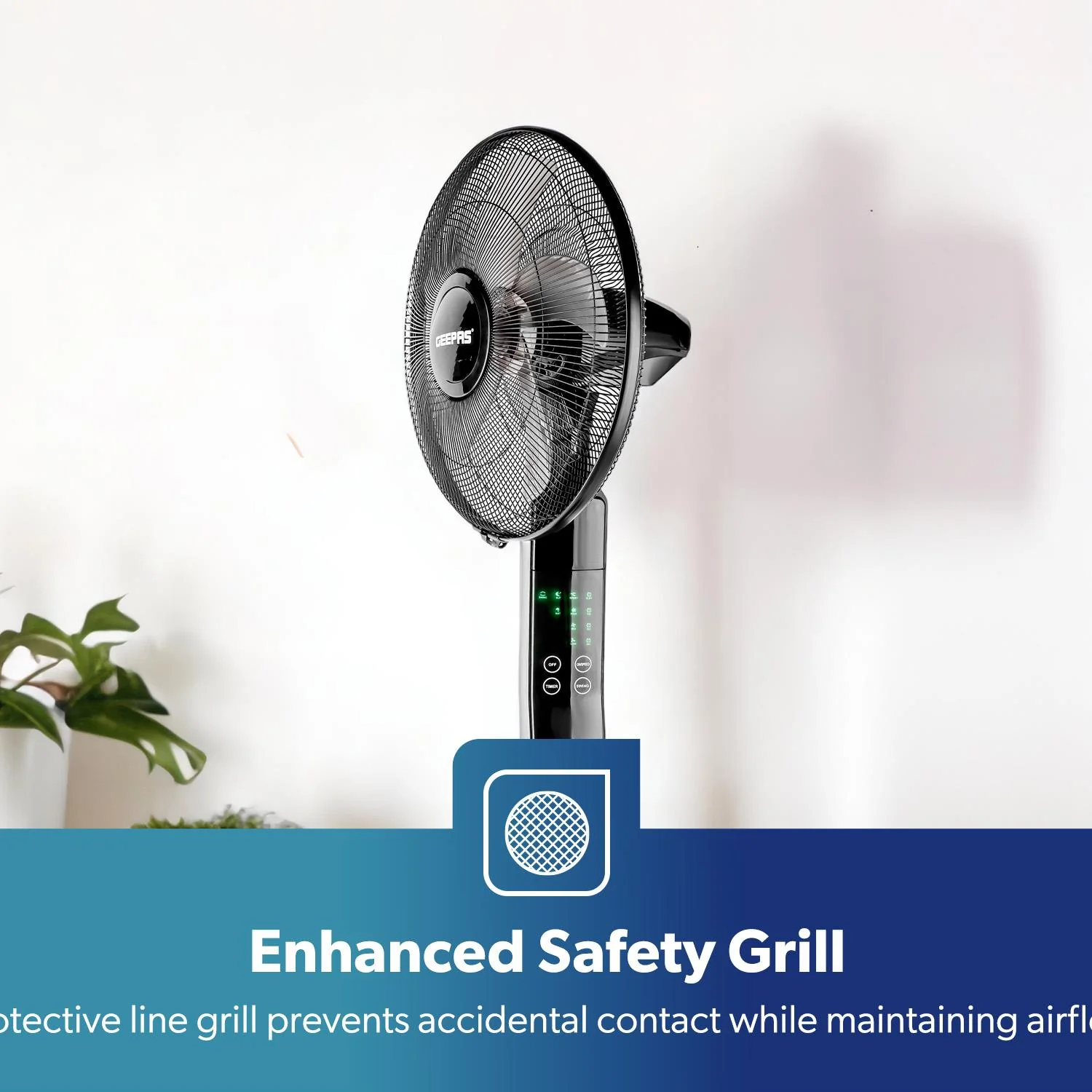 16" Portable Black Remote Controlled Pedestal Fan - Image 3