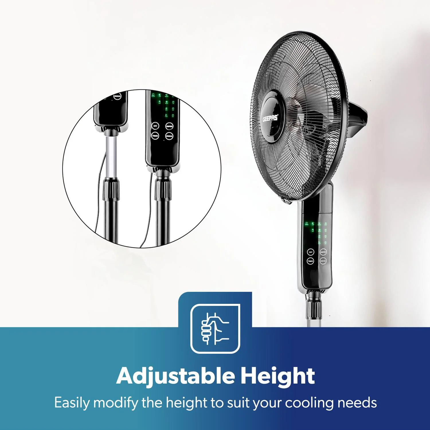 16" Portable Black Remote Controlled Pedestal Fan - Image 4