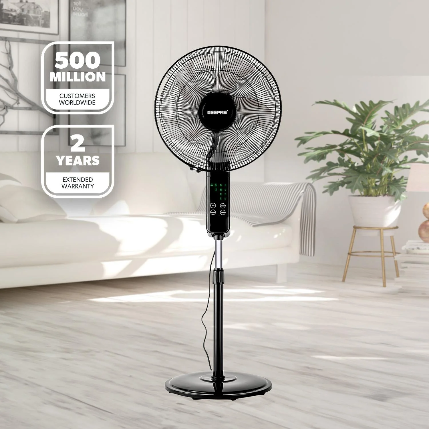 16" Portable Black Remote Controlled Pedestal Fan - Image 8