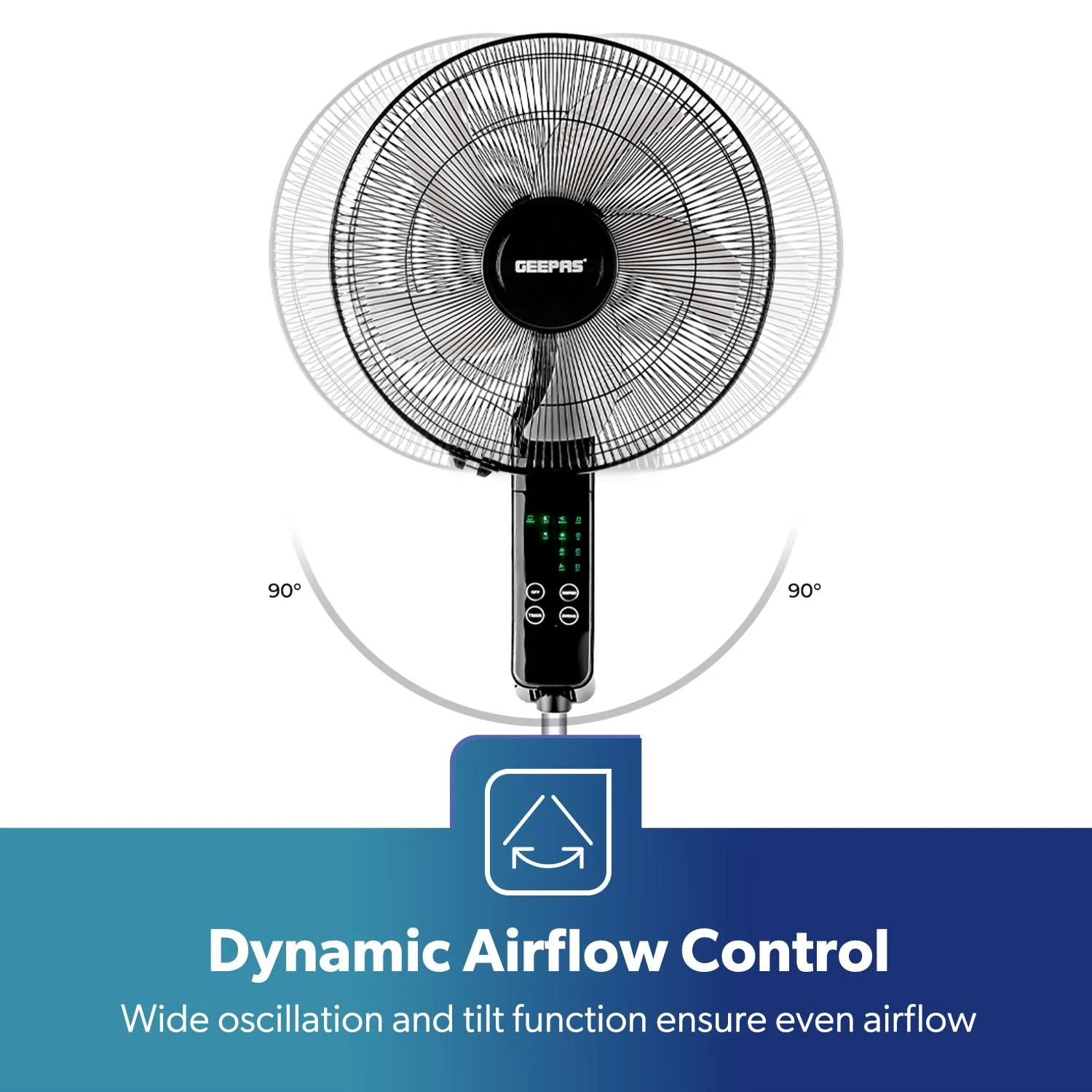 16" Portable Black Remote Controlled Pedestal Fan - Image 9