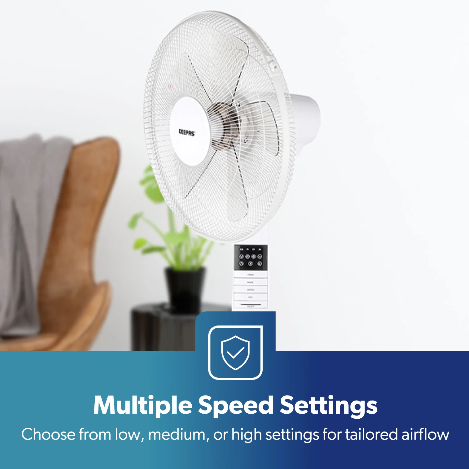 16'' Portable White Remote Controlled Pedestal Fan - Image 3