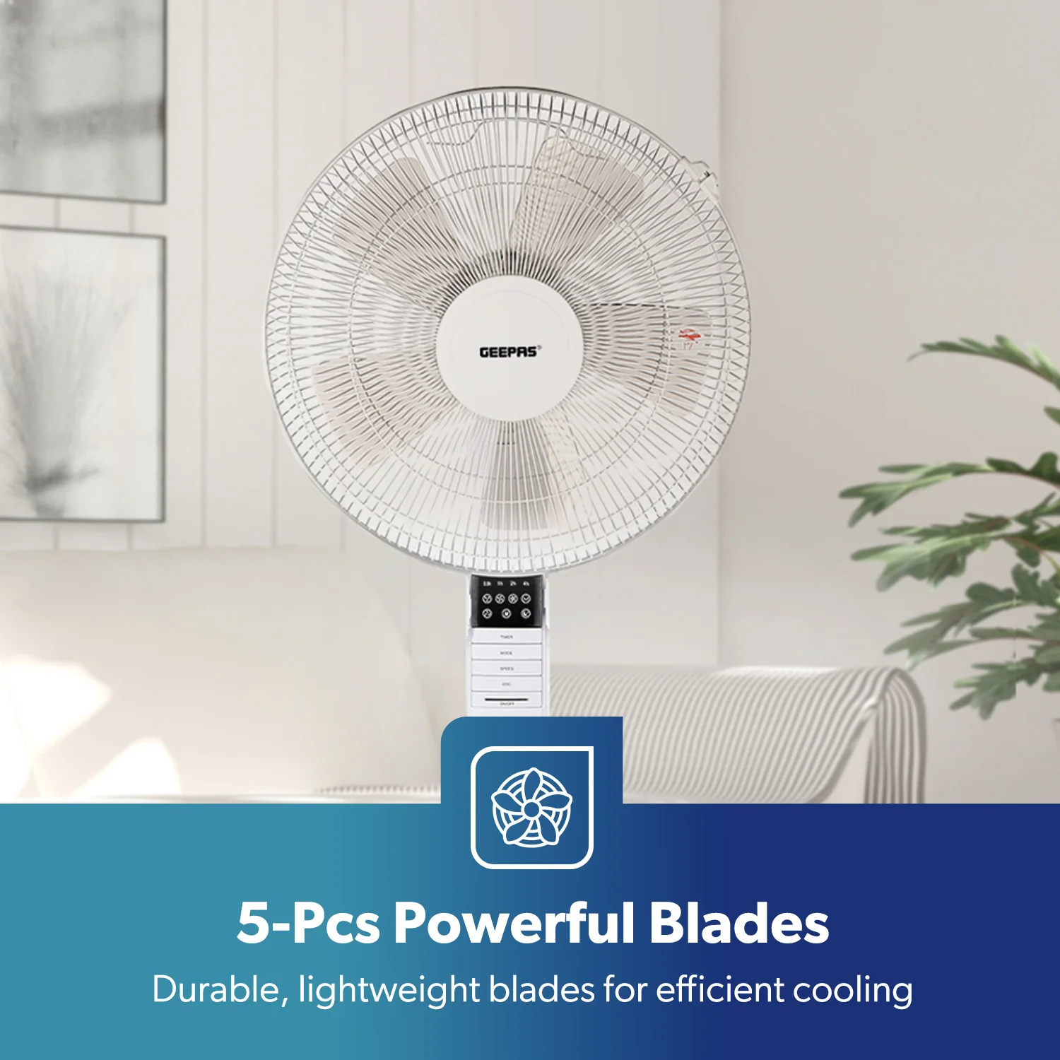 16'' Portable White Remote Controlled Pedestal Fan - Image 4