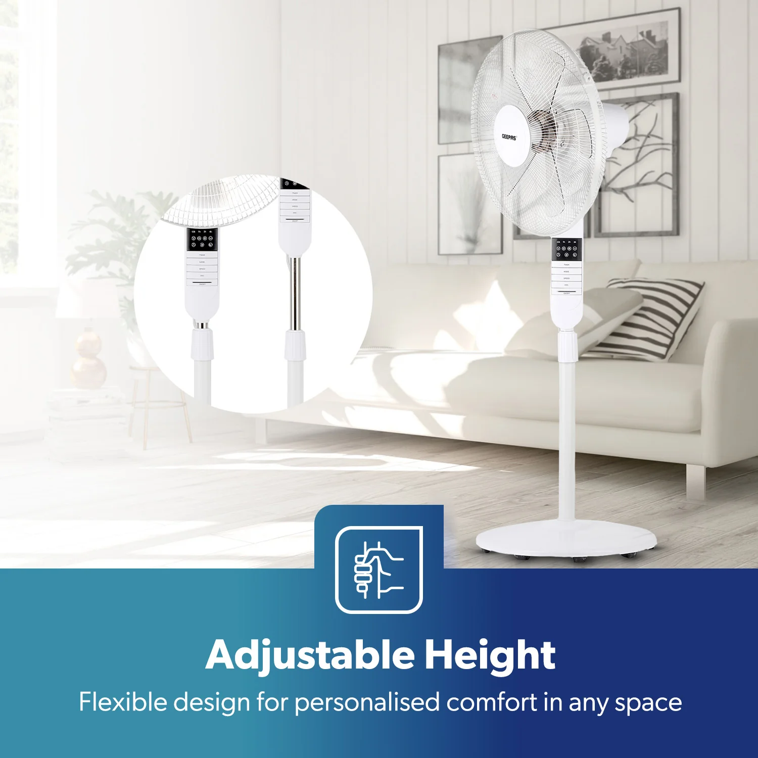 16'' Portable White Remote Controlled Pedestal Fan - Image 6