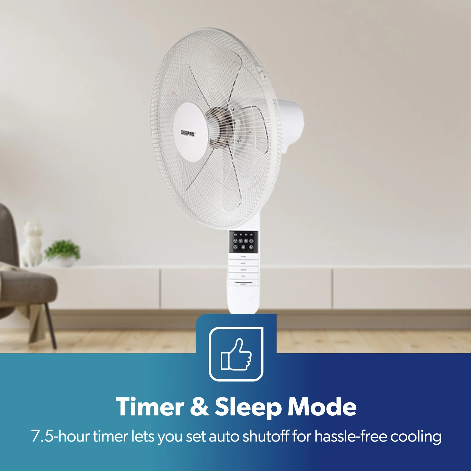16'' Portable White Remote Controlled Pedestal Fan - Image 7