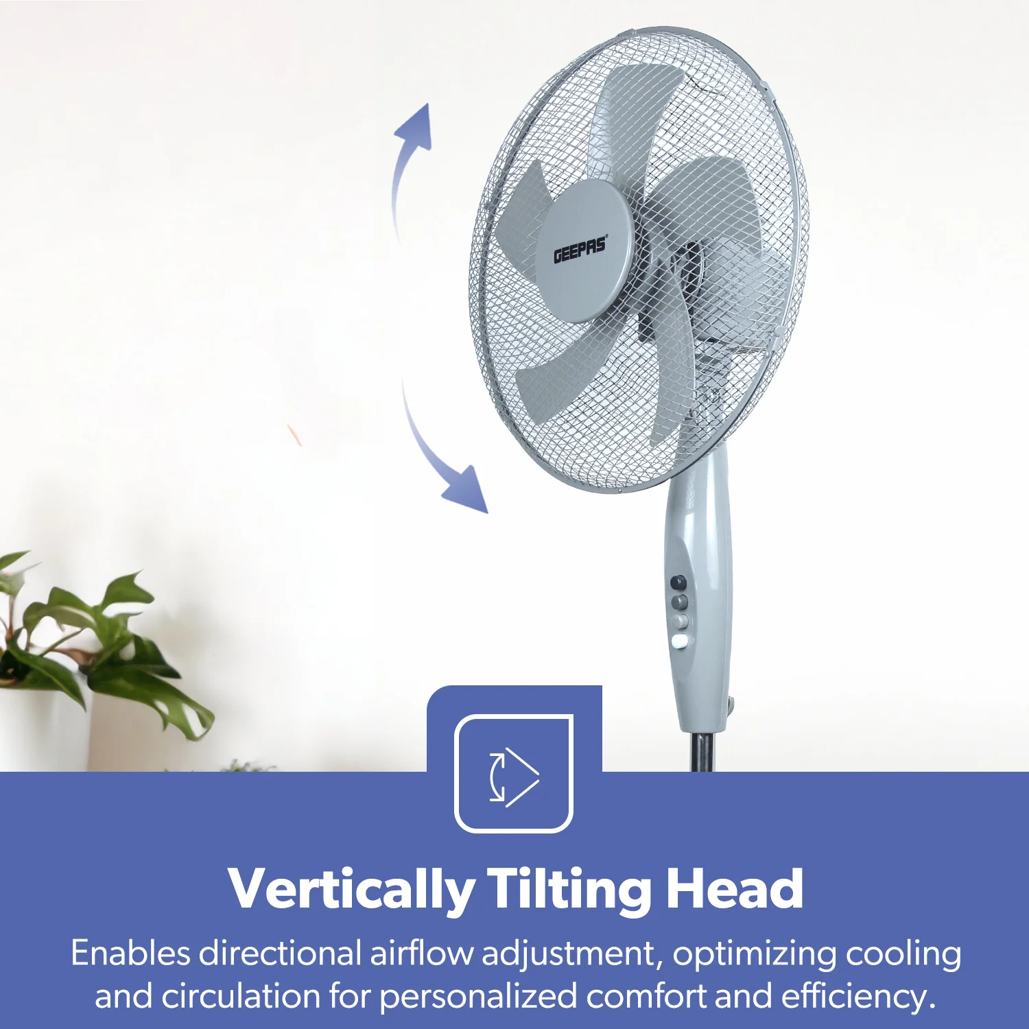 16-Inch Grey 5-Blade Oscillating Pedestal Fan - Image 5