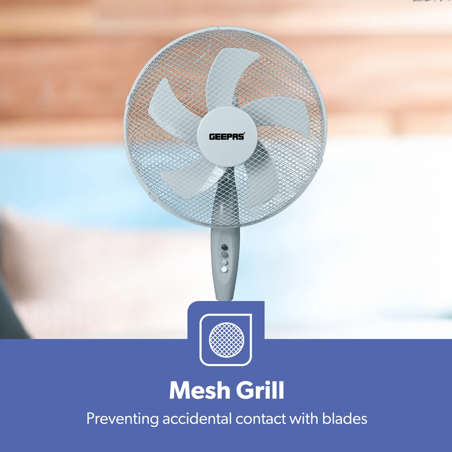 16-Inch Grey 5-Blade Oscillating Pedestal Fan - Image 7