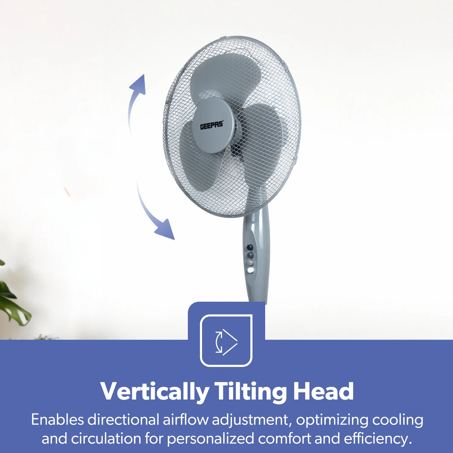 16-Inch Grey Three-Speed Oscillating Pedestal Fan - Image 3