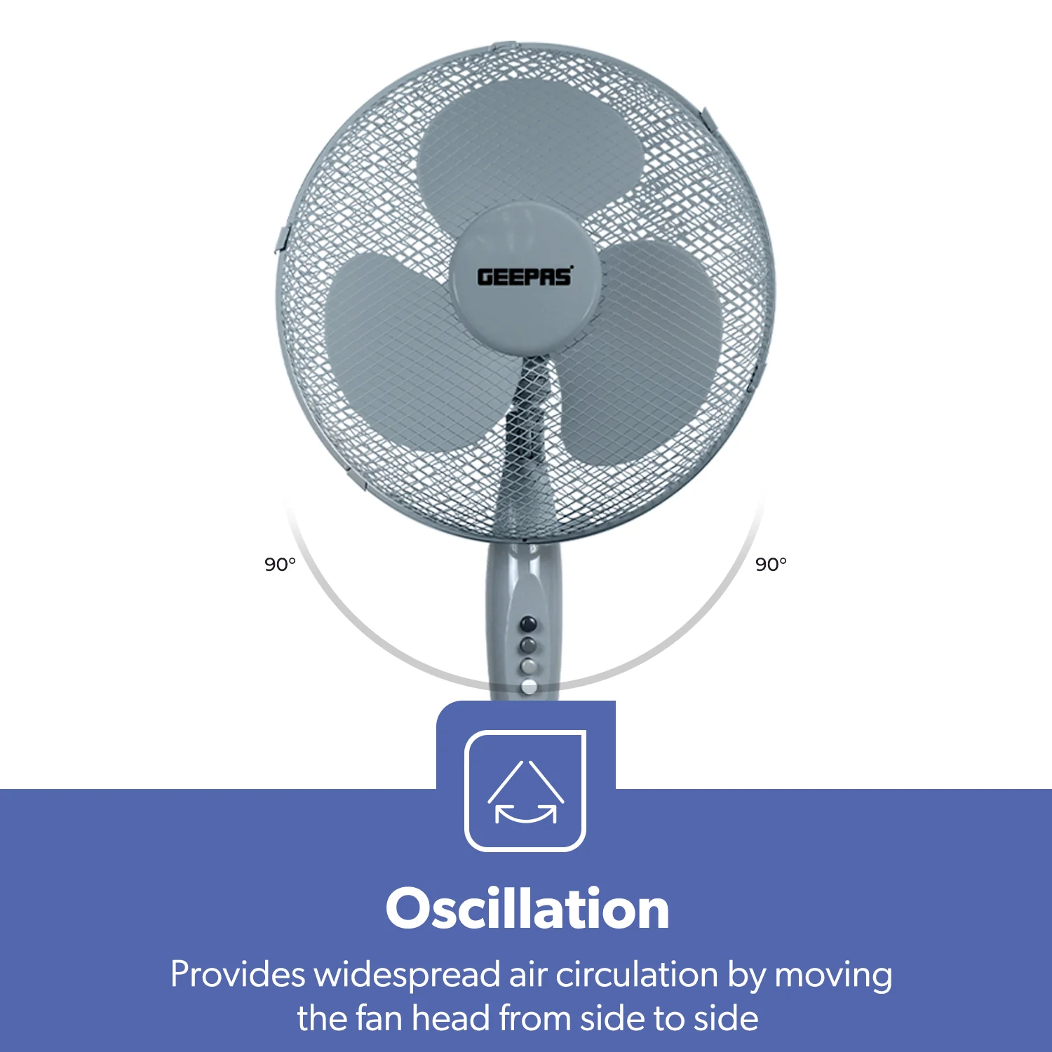 16-Inch Grey Three-Speed Oscillating Pedestal Fan - Image 4