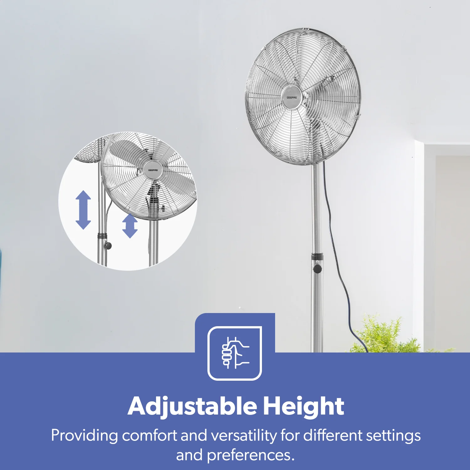 16-Inch Luxury Three-Speed Chrome Metal Fan 50W - Image 3