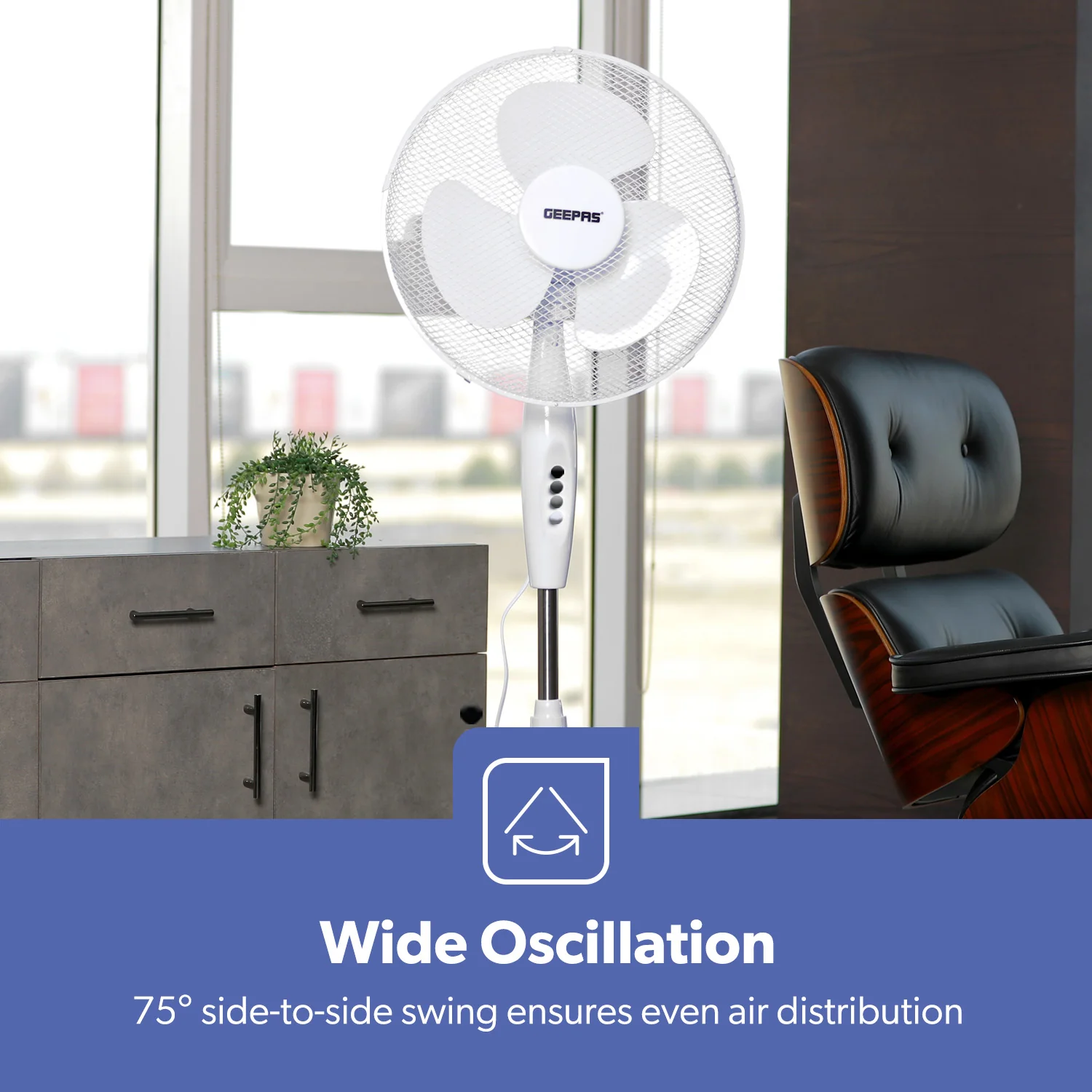 16 Inch White Oscillating Electric Pedestal Fan - Image 6