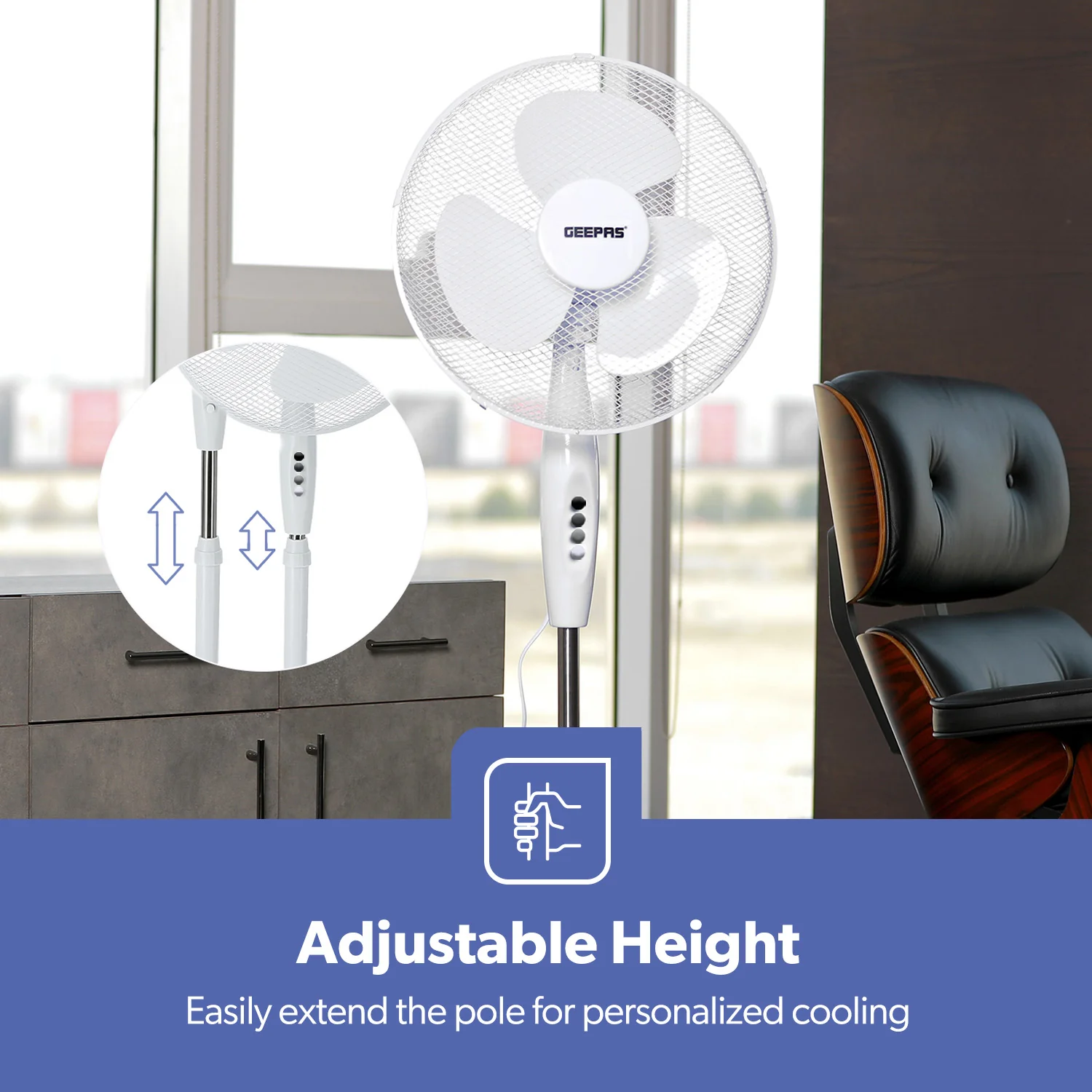 16 Inch White Oscillating Electric Pedestal Fan - Image 7