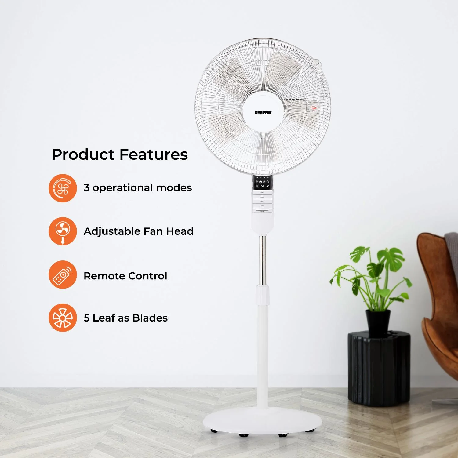 16-Inch Remote Controlled Oscillating Pedestal Fan - Image 4