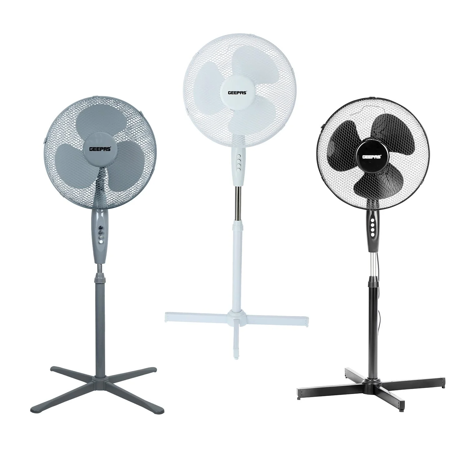 16-Inch Pedestal Fan With Oscillation (White, Grey, Black)