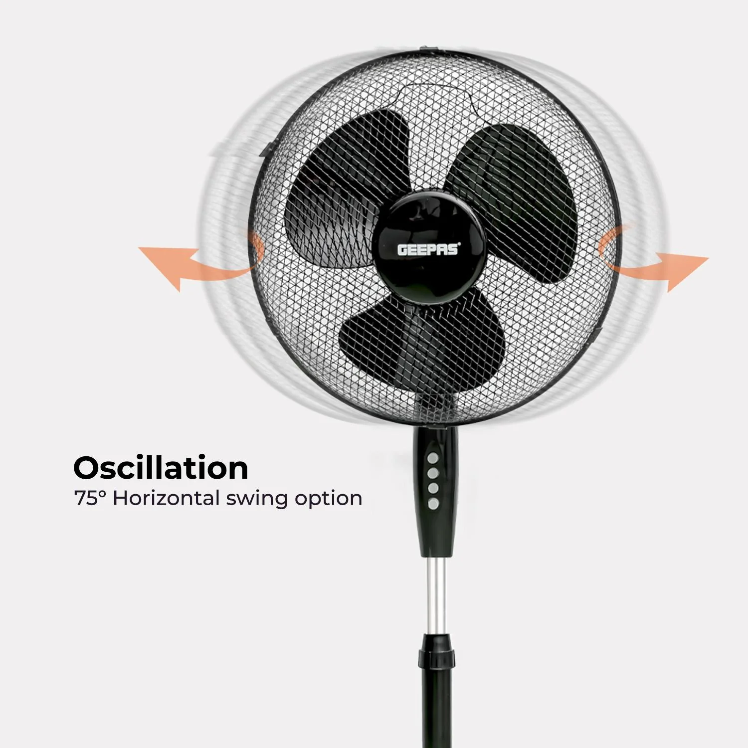 16-Inch Pedestal Fan With Oscillation (White, Grey, Black) - Image 3