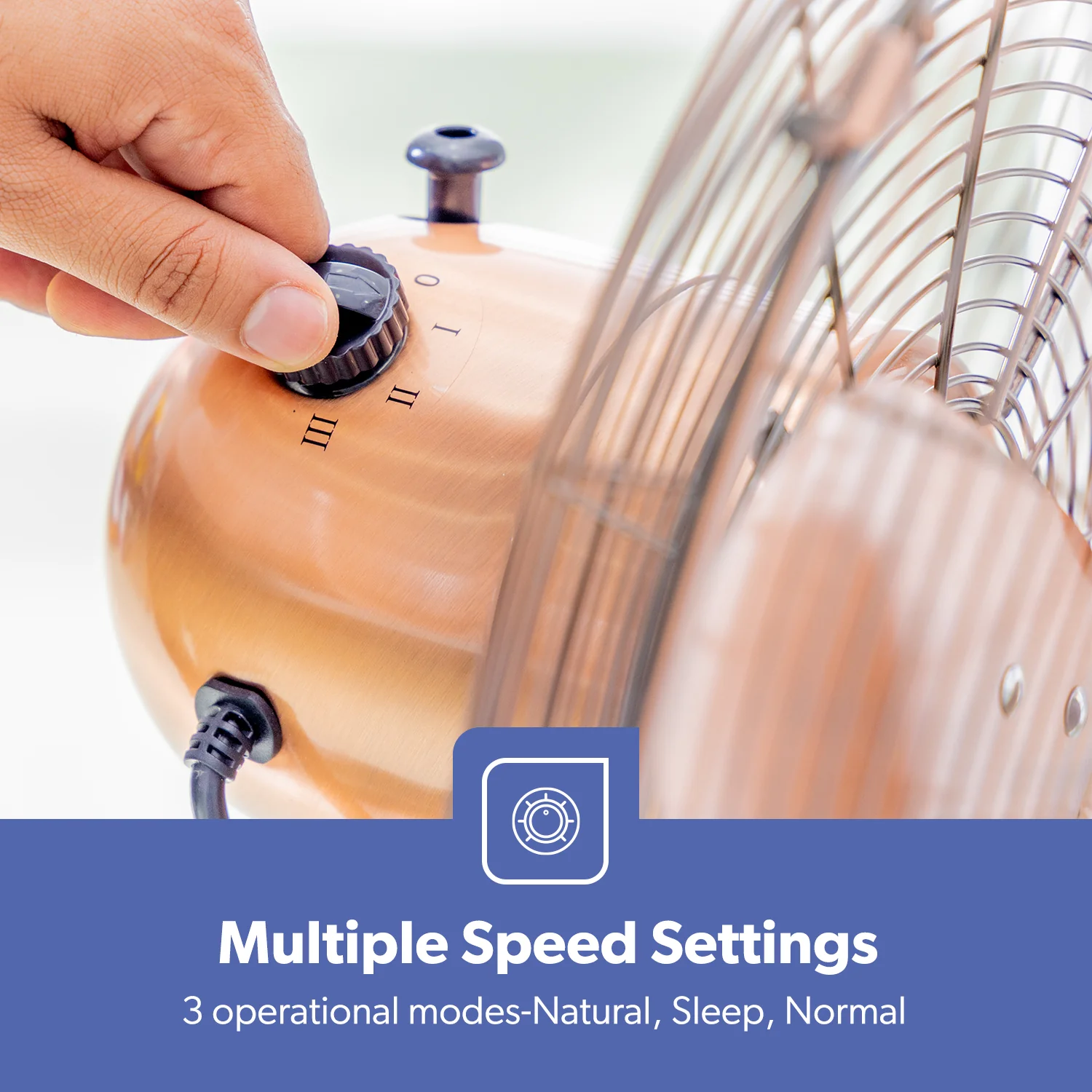 16-Inch Copper Metal Oscillating Pedestal Fan 50W - Image 4