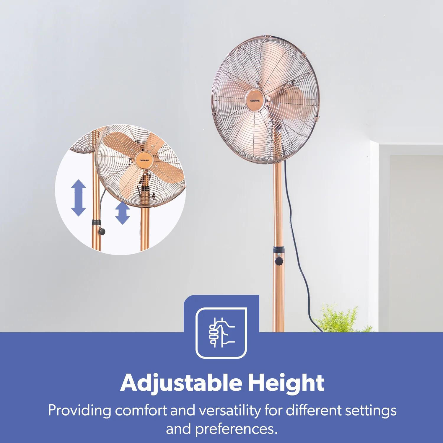 16-Inch Copper Metal Oscillating Pedestal Fan 50W - Image 5