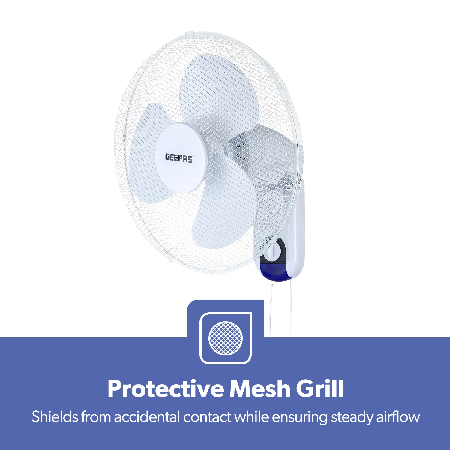 16-Inch White Oscillating Wall Mounted Fan 45W - Image 3