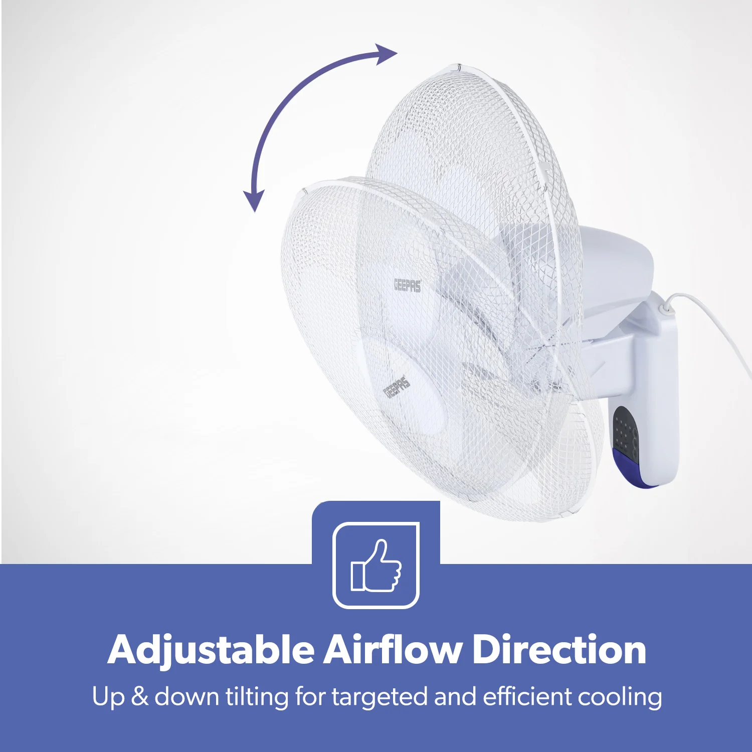 16-Inch White Oscillating Wall Mounted Fan 45W - Image 5