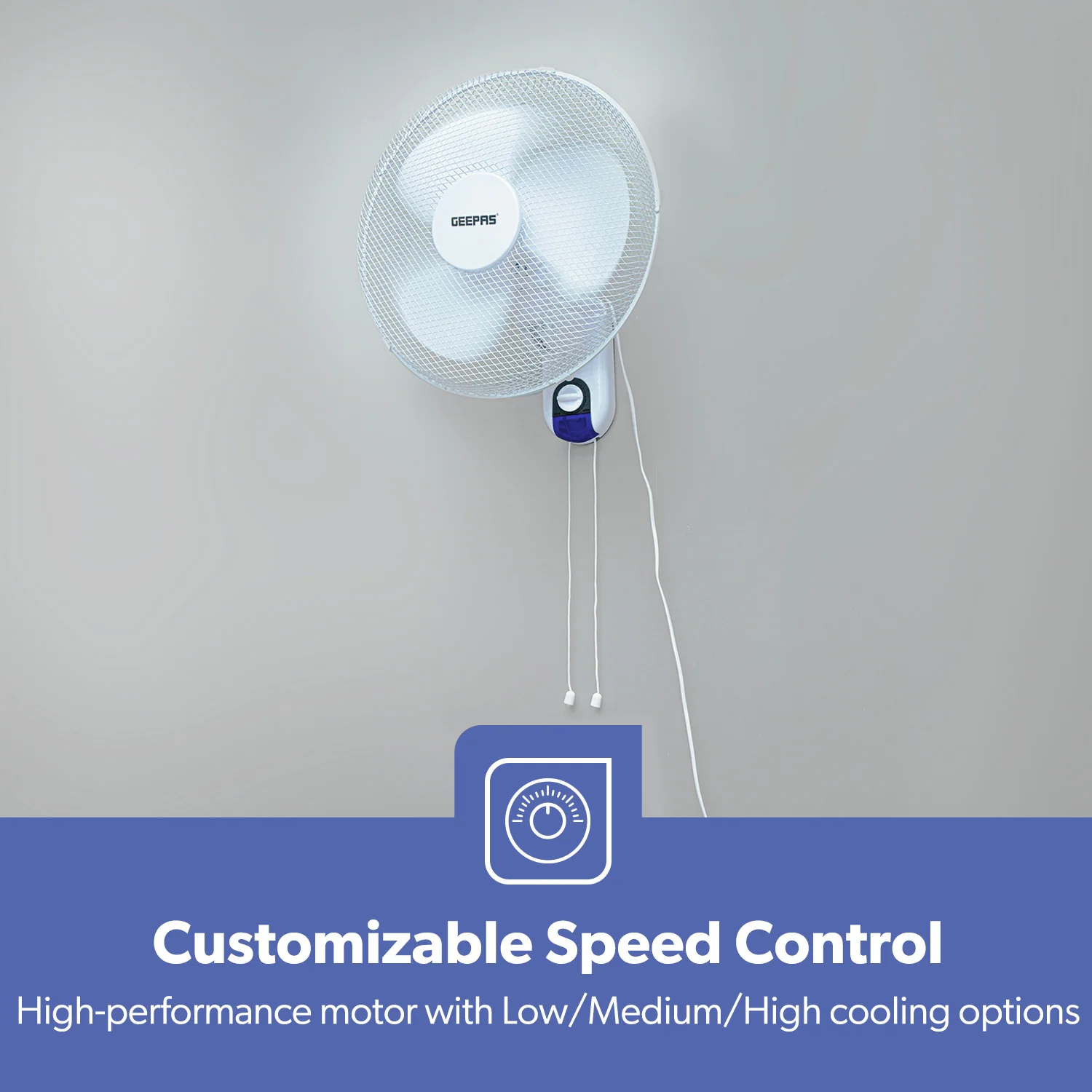 16-Inch White Oscillating Wall Mounted Fan 45W - Image 6