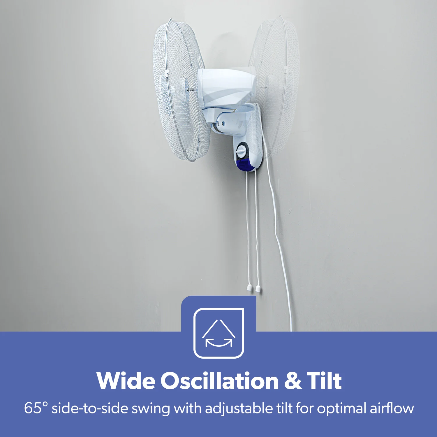 16-Inch White Oscillating Wall Mounted Fan 45W - Image 8