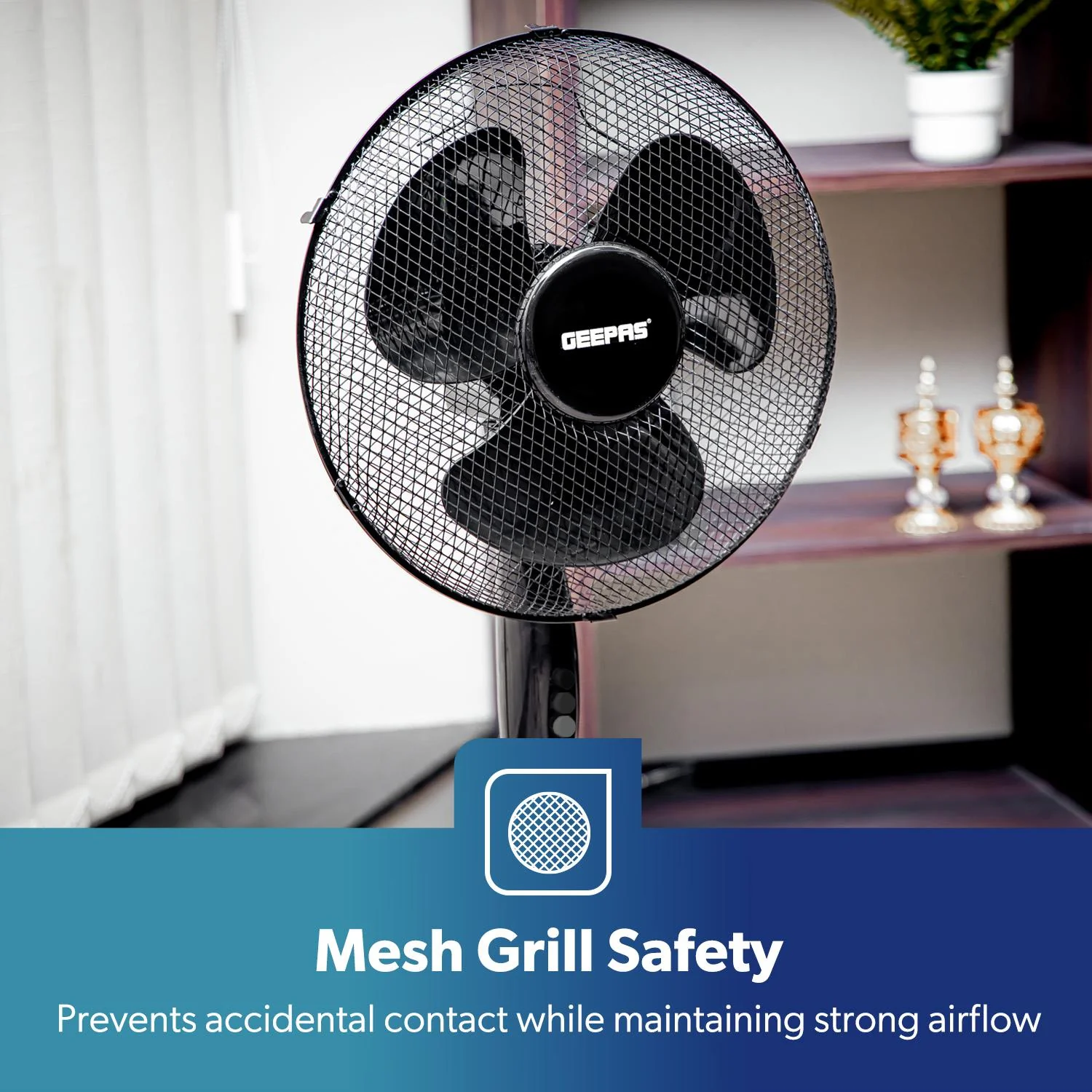 16" Oscillating Pedestal Fan Adjustable Height & 3-Speed - Image 4